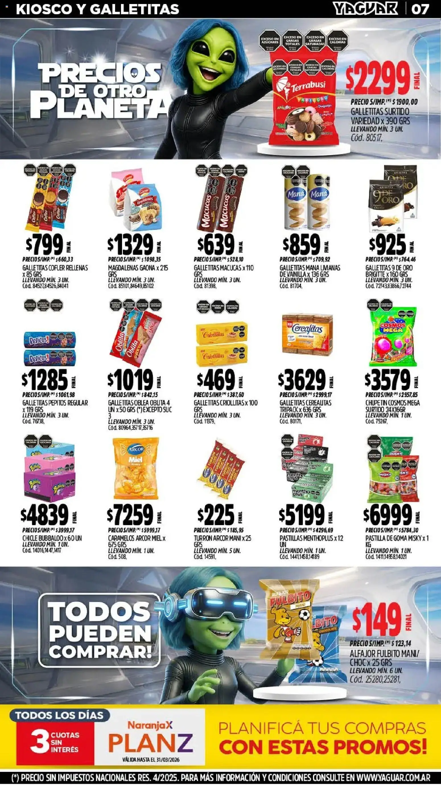 Yaguar catálogo │ válido desde el 02.03.2026 | Página: 7 | Productos: Galletitas, Mani, Alfajor, Turrón