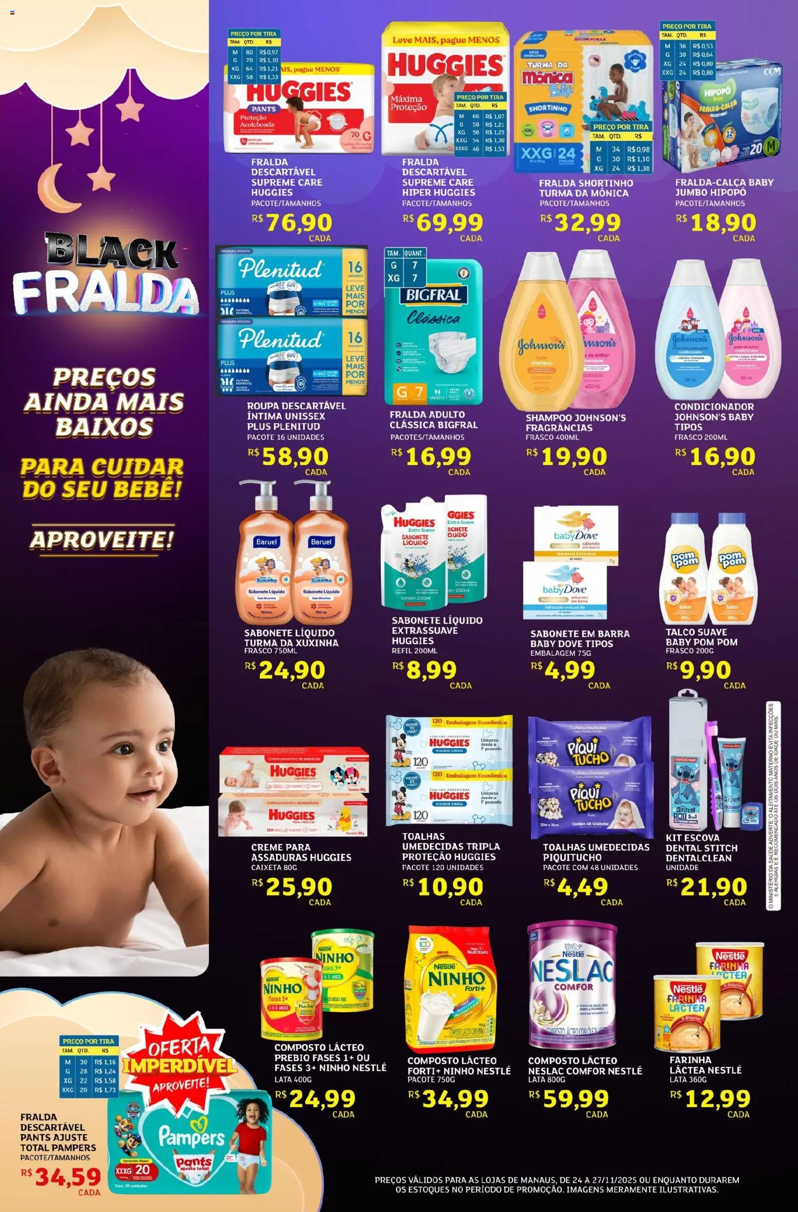 Assaí Atacadista Folheto - válido de 24.11.2025 | Página: 2 | Produtos: Talco, Pampers, Creme, Dove