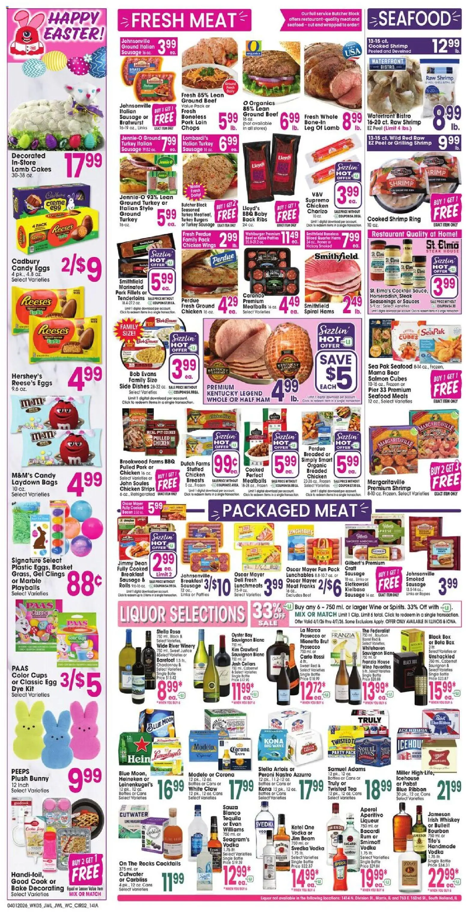 Jewel Osco Weekly Ad - IA - valid from 01.04.2026 | Page: 2 | Products: Ring, Bourbon, Vodka, Sausage