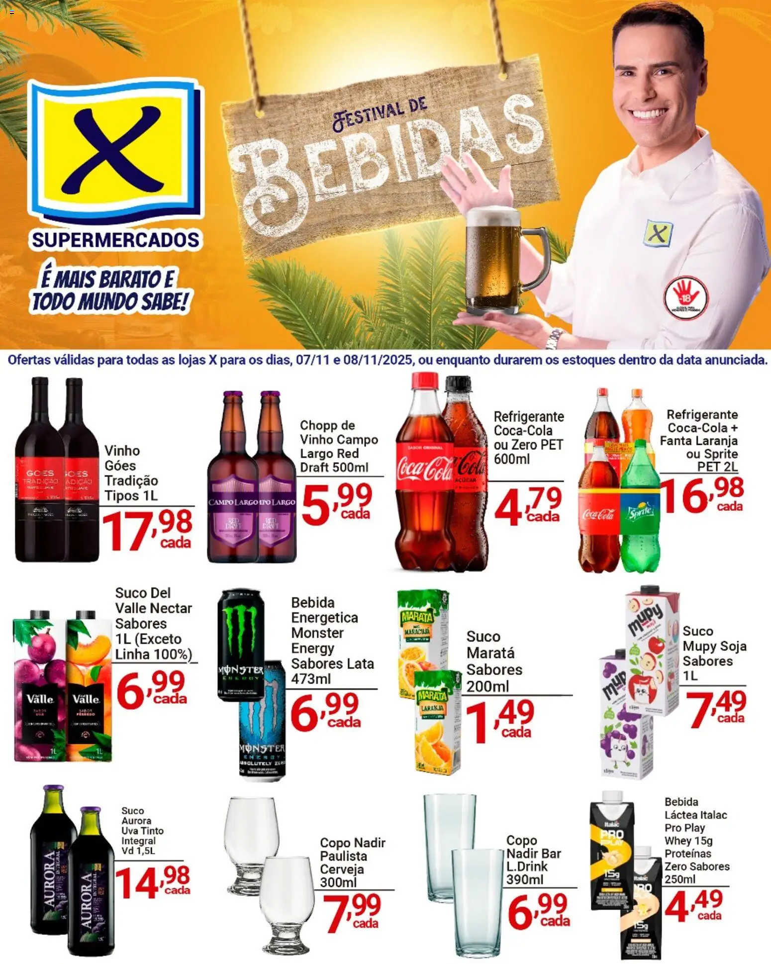 X Supermercados Folheto - válido de 07.11.2025 | Página: 2 | Produtos: Fanta, Cola, Vinho, Cerveja