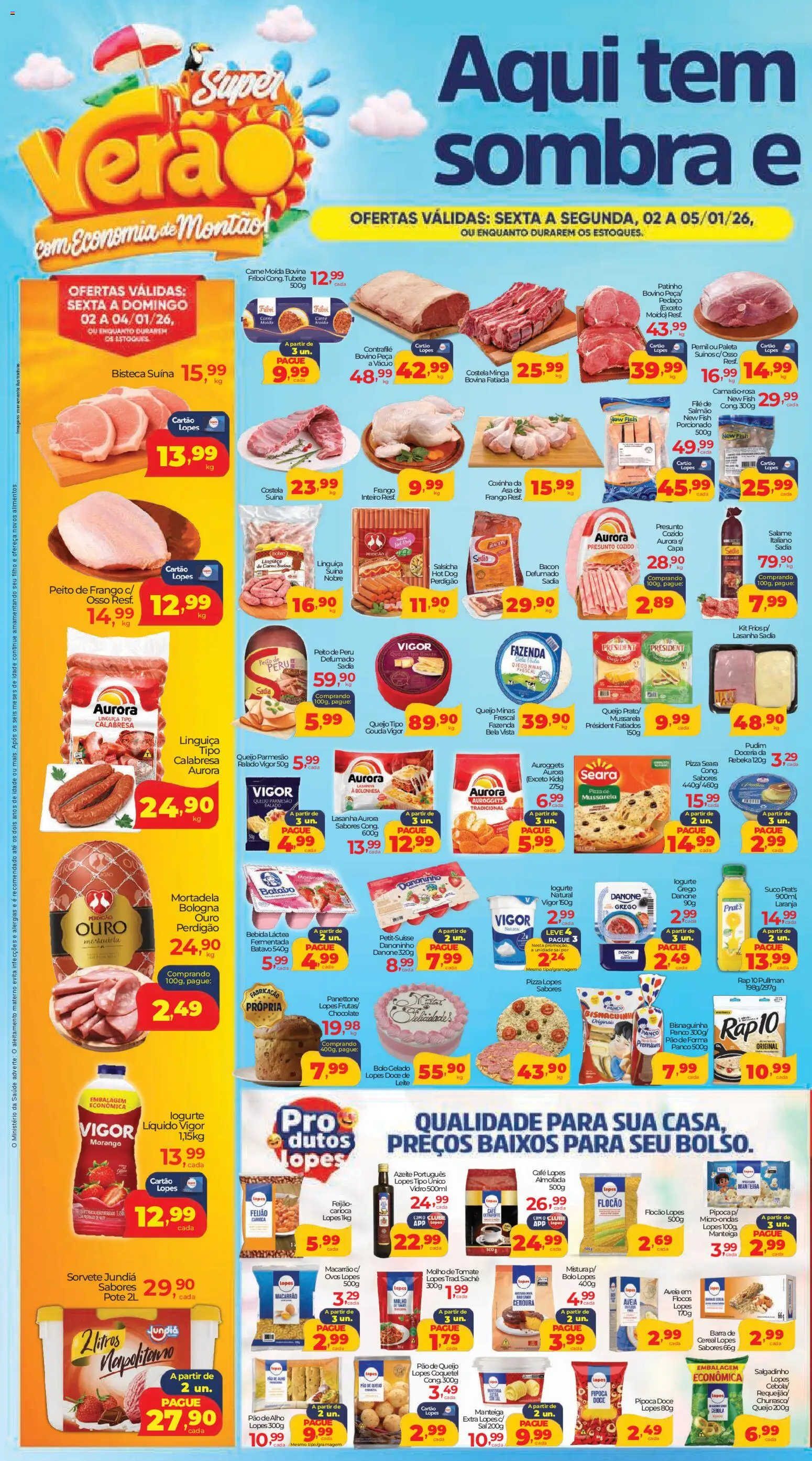 Lopes Supermercados Folheto - válido de 02.01.2026 | Página: 2 | Produtos: Salame, Pão de forma, Sal, Pão de queijo
