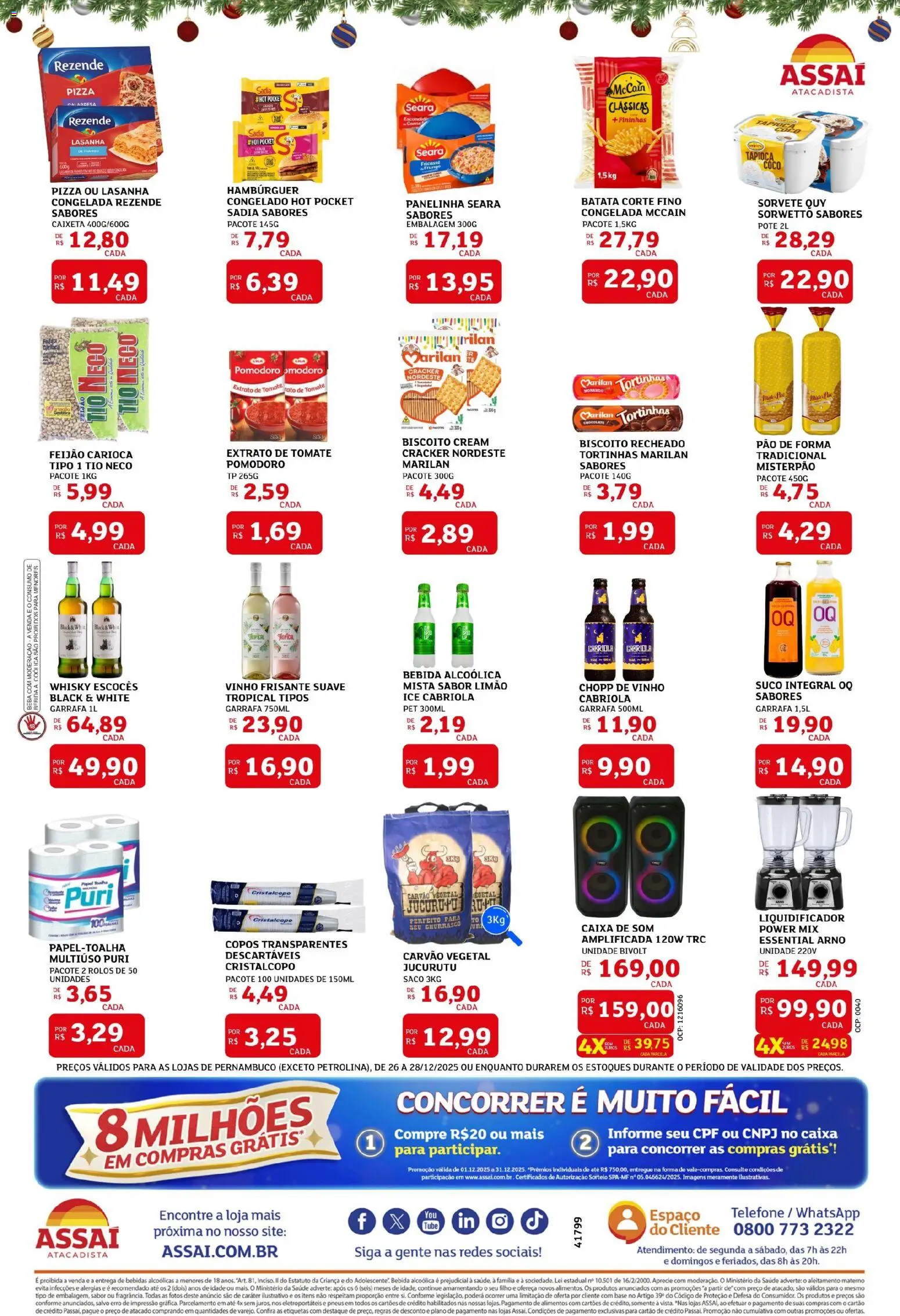 Assaí Atacadista Folheto - válido de 26.12.2025 | Página: 2 | Produtos: Pizza, Pão de forma, Sorvete, Copos