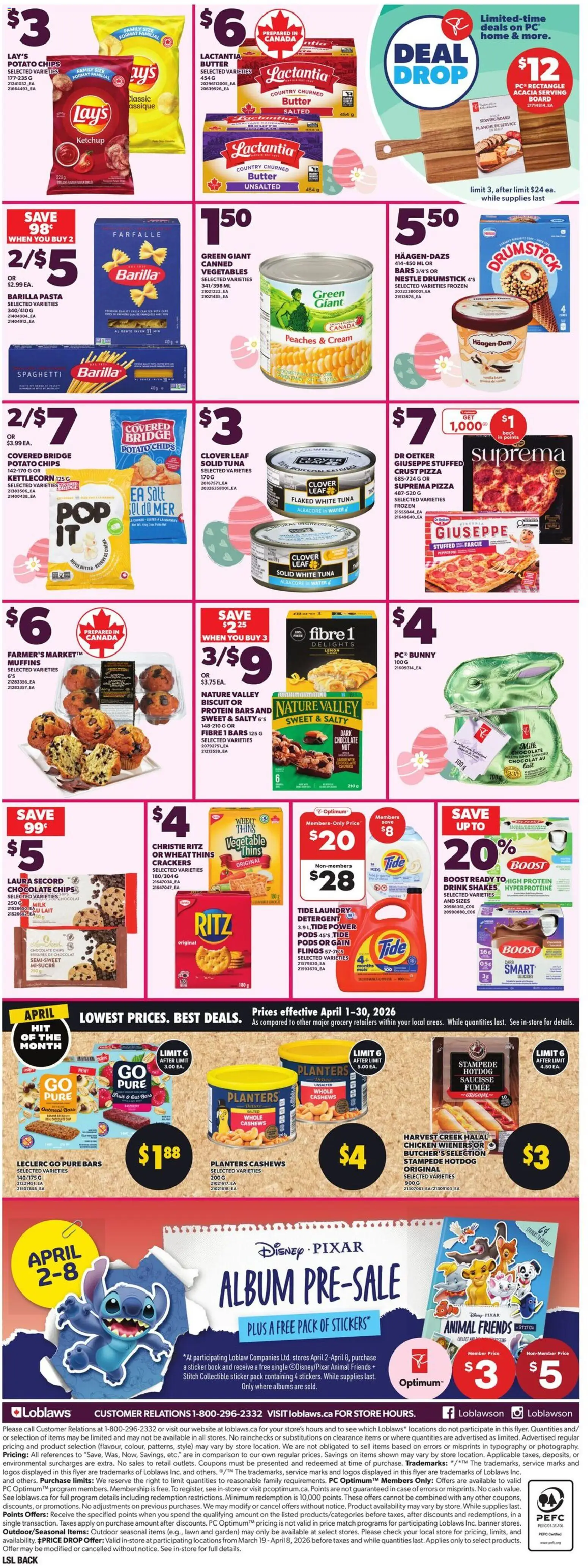Loblaws flyer valid from 02.04.2026 | Page: 4 | Products: Pasta, Ketchup, Detergent, Pizza
