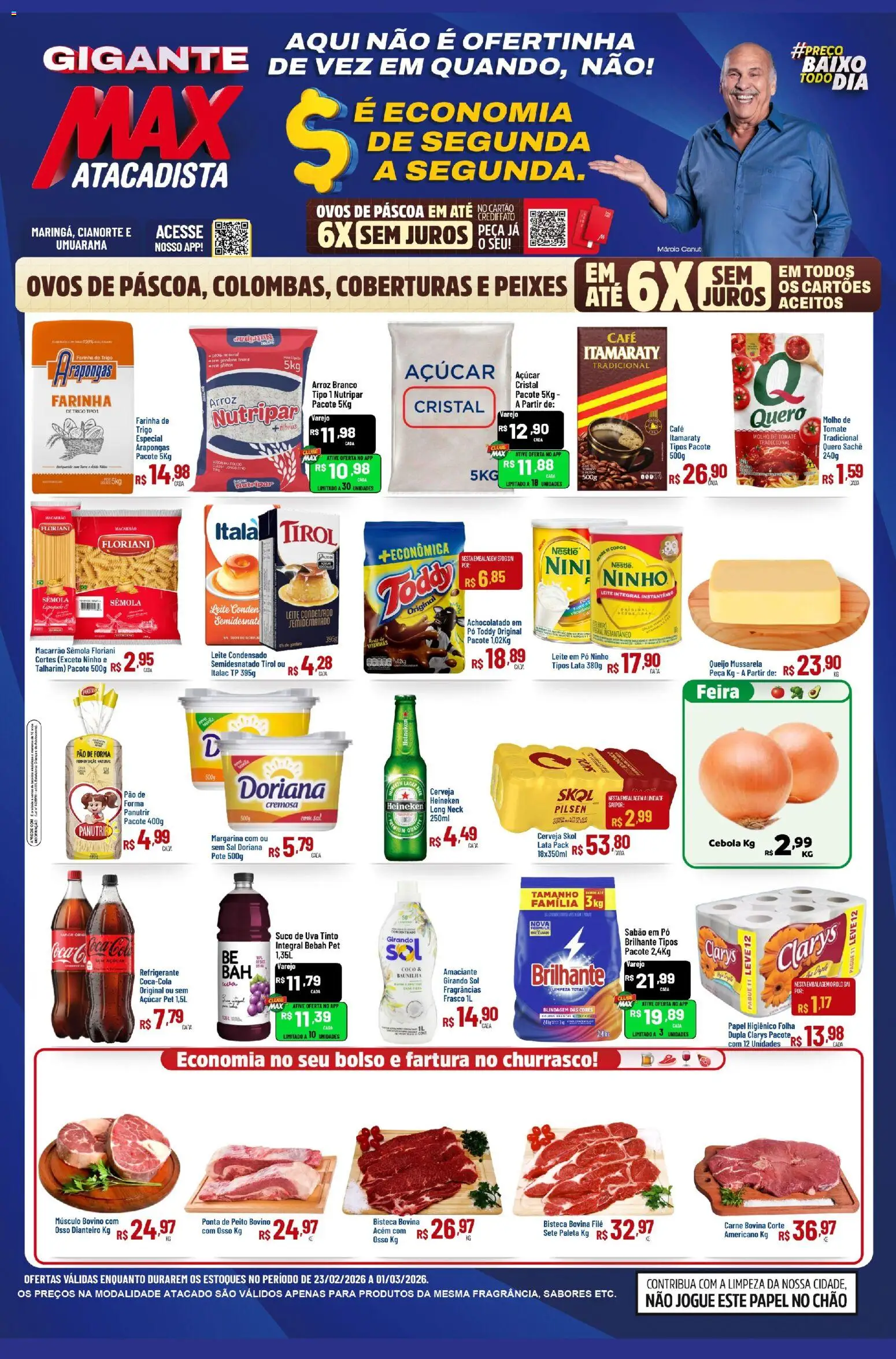 Max Atacadista Folheto - válido de 23.02.2026 | Página: 1 | Produtos: Achocolatado, Pão, Suco, Sal