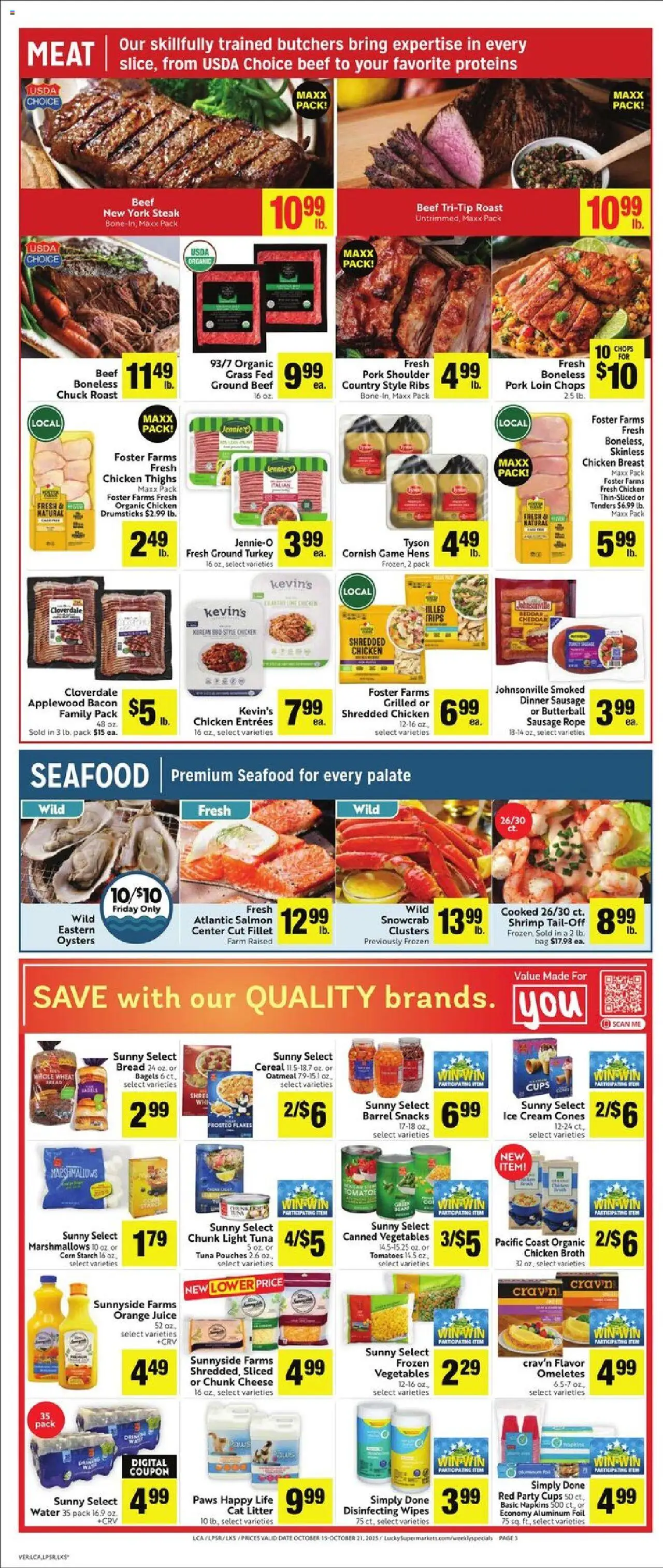 Lucky Supermarkets Weekly - AK - valid from 15.10.2025 | Page: 3 | Products: Juice, Pork, Tomatoes, Date