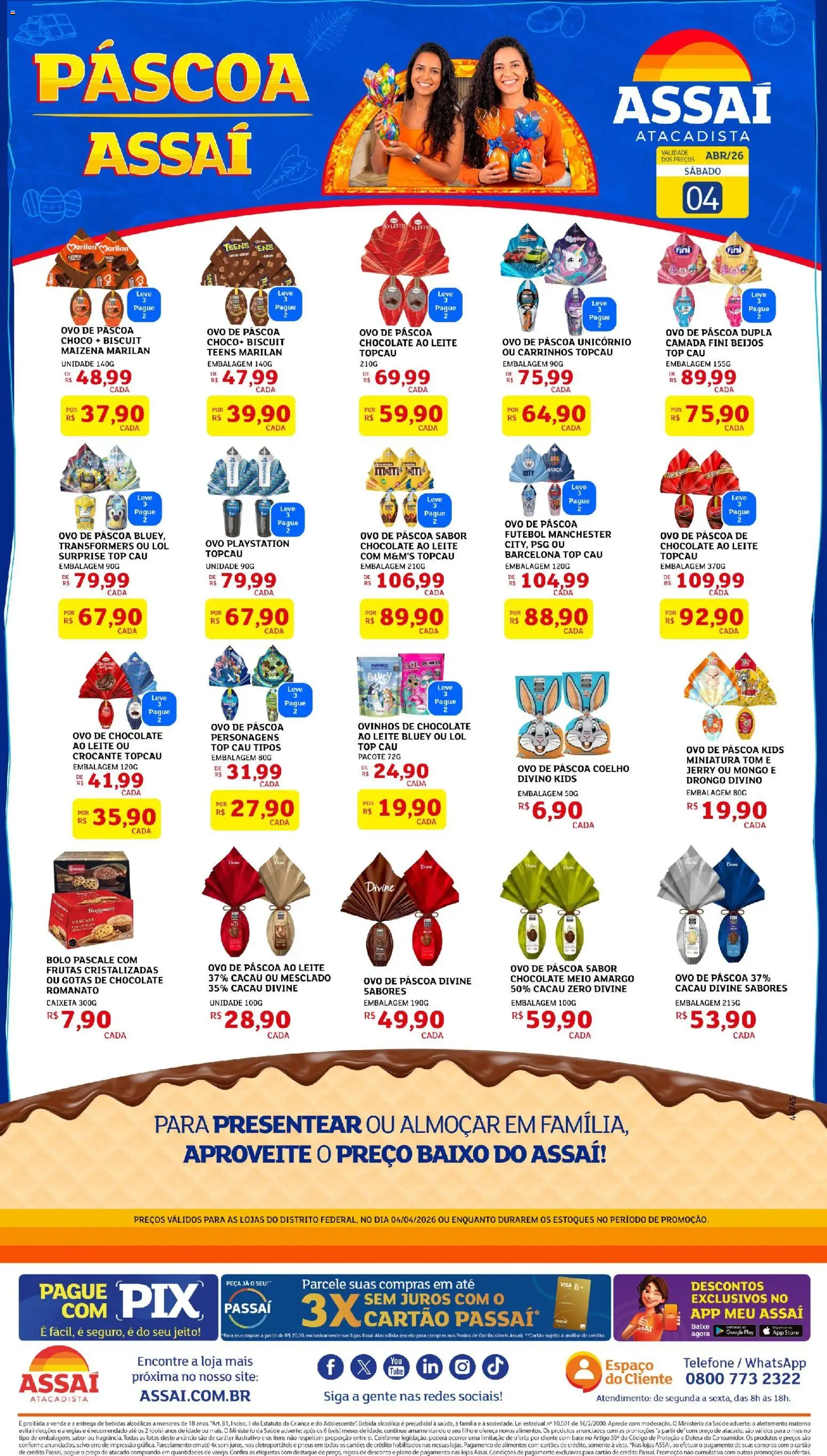 Assaí Atacadista Folheto - válido de 04.04.2026 | Página: 1 | Produtos: Pneus, Baixo, Bebida, Telefone