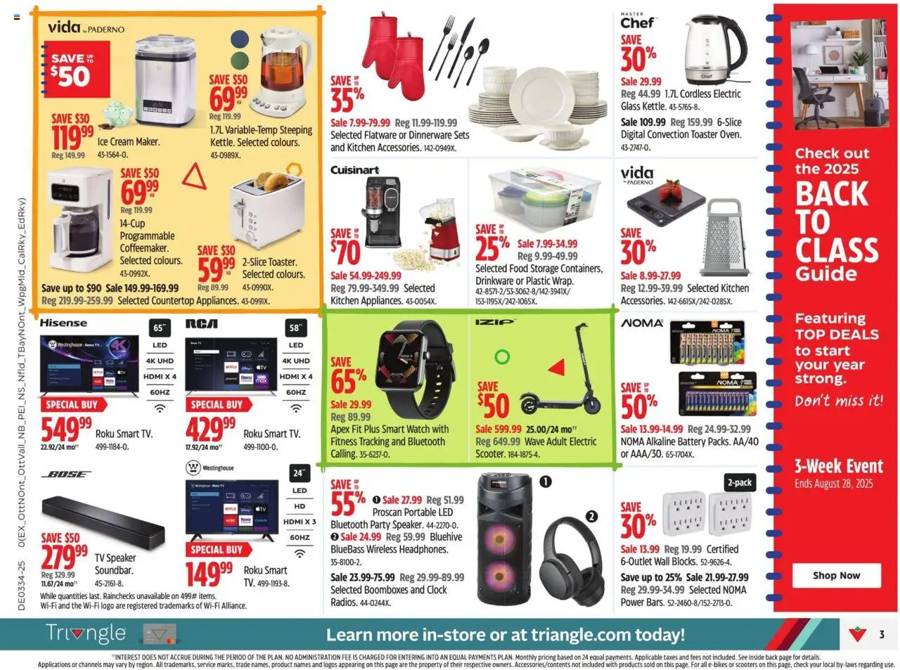 Canadian Tire flyer valid from 14.08.2025 | Page: 4 | Products: Ice cream, Watch, Tv, Toaster