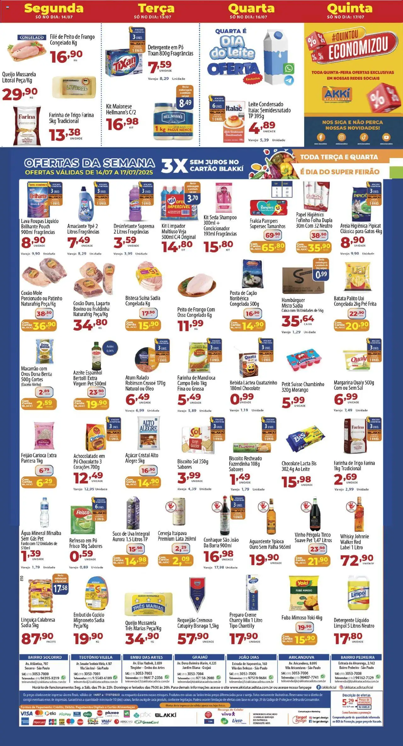 Akki Atacadista Folheto - válido de 14.07.2025 | Página: 1 | Produtos: Fralda pampers, Achocolatado, Caixa, Ovos