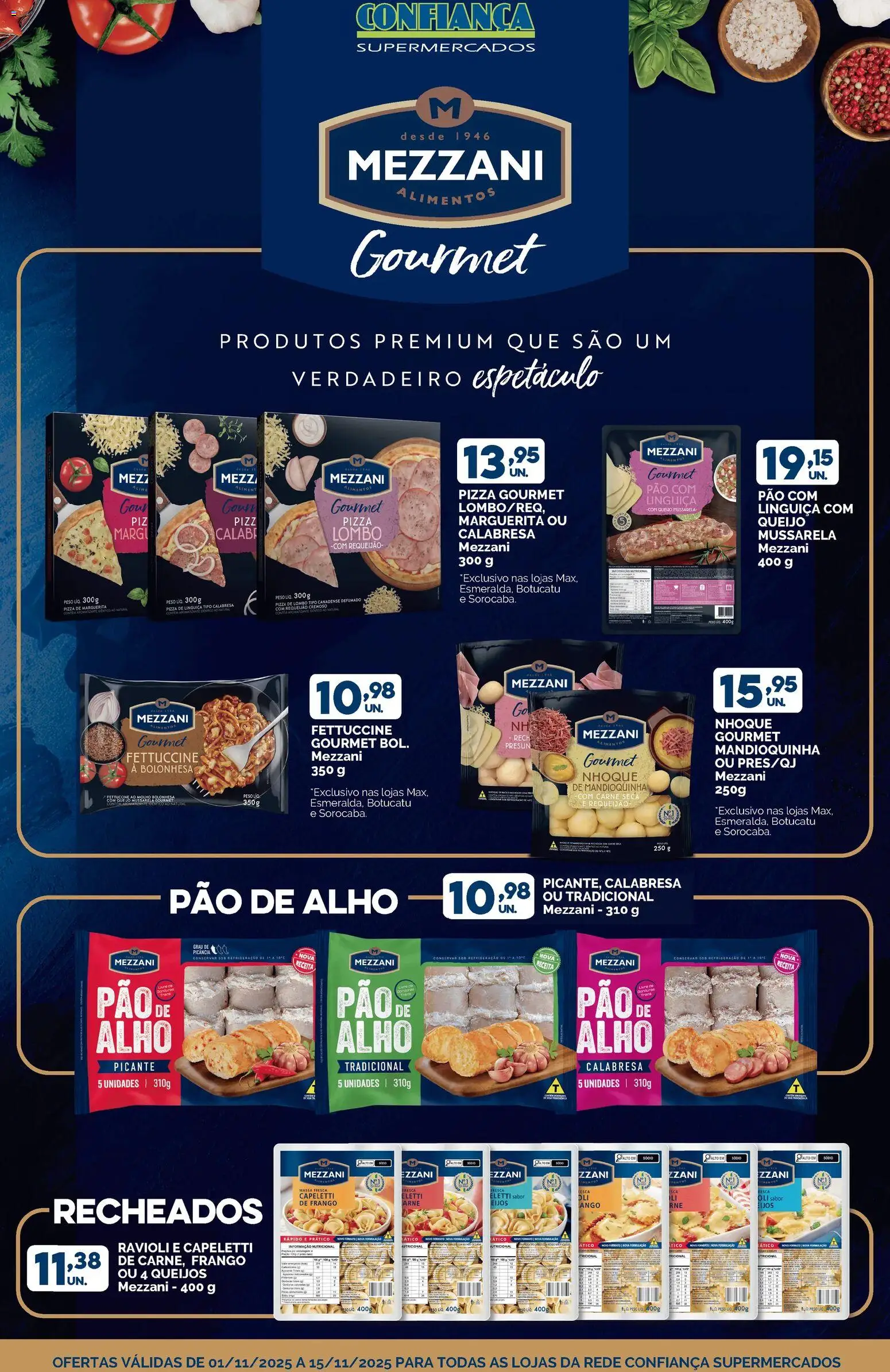 Confiança Folheto - válido de 01.11.2025 | Página: 1 | Produtos: Queijo, Pizza, Frango, Requeijão