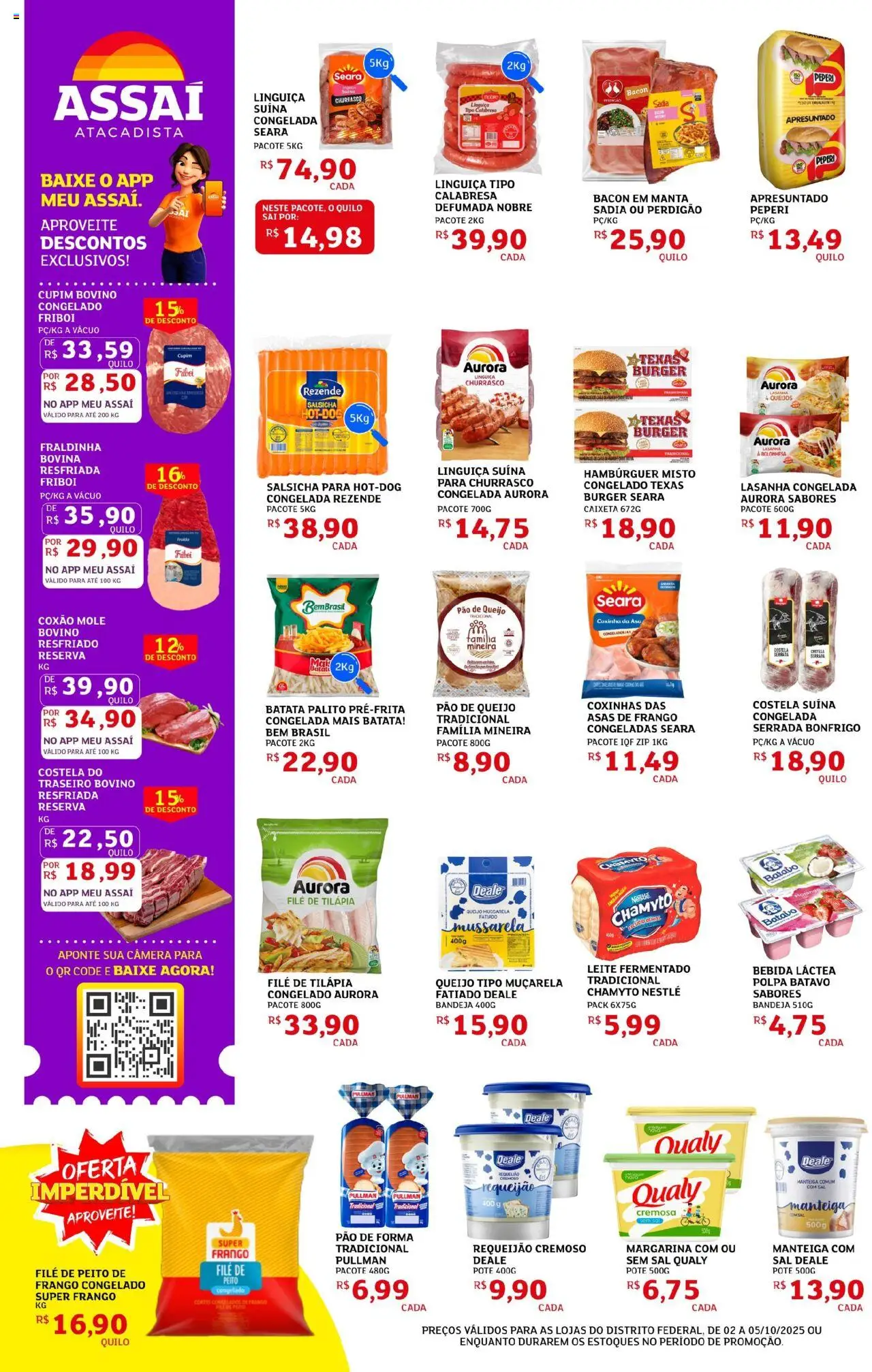 Assaí Atacadista Folheto - válido de 02.10.2025 | Página: 4 | Produtos: Linguiça, Fraldinha, Leite, Sal