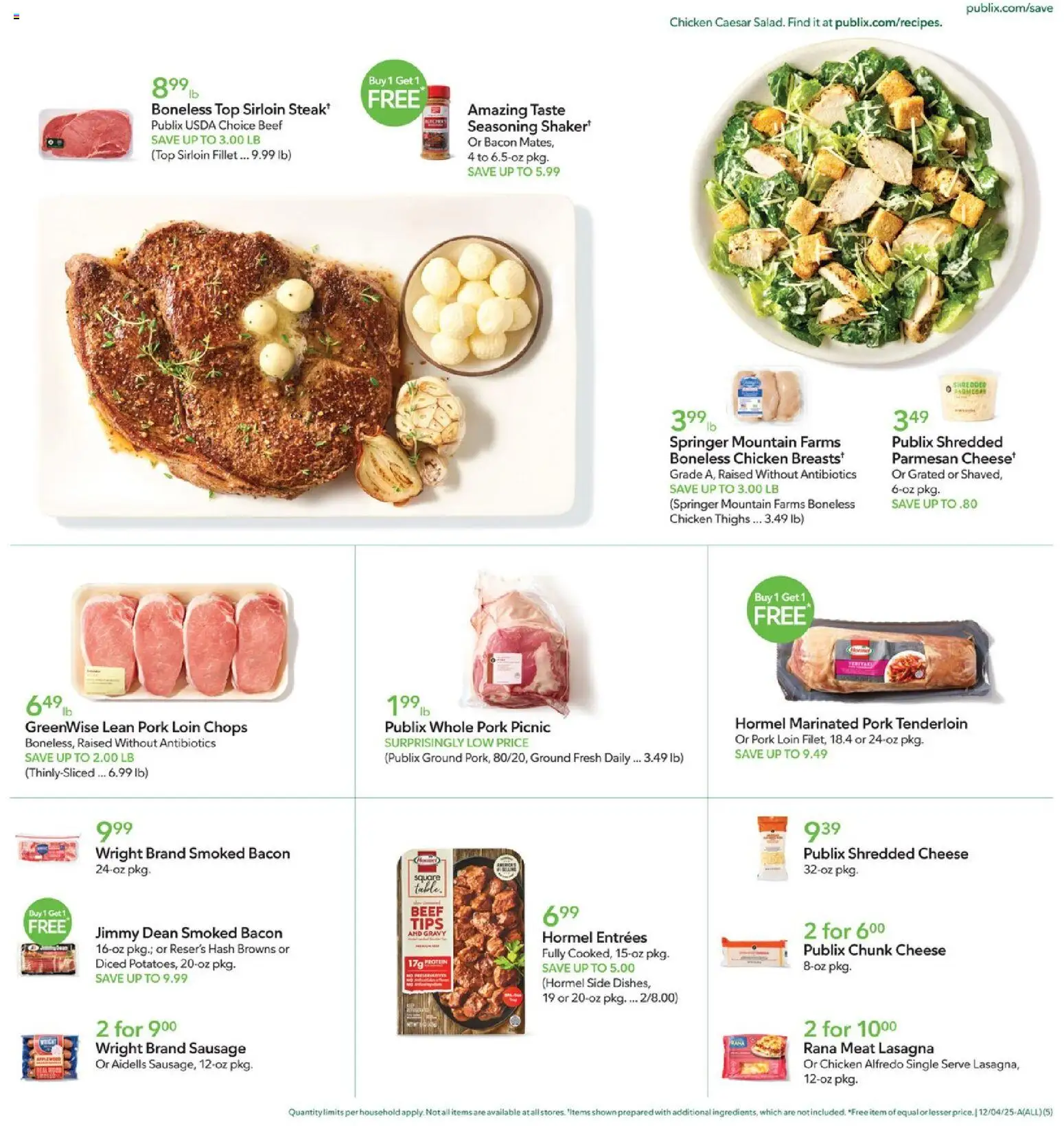 Publix Weekly Ad - valid from 03.12.2025 | Page: 5 | Products: Table, Cheese, Pork, Beef