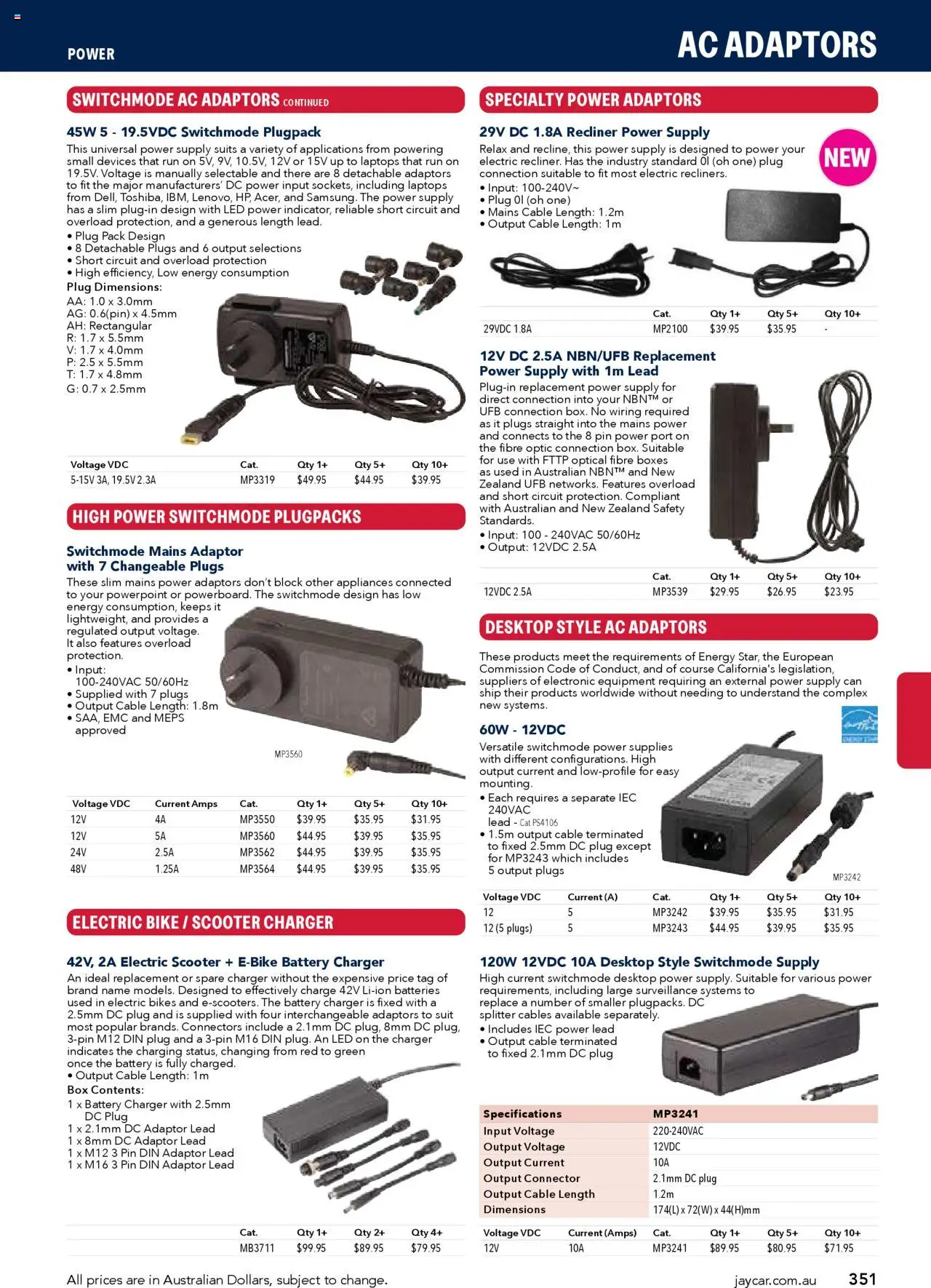 Jaycar catalogue - valid from 09.07.2025 | Page: 351 | Products: Battery, Recliner, Adaptor, Cable
