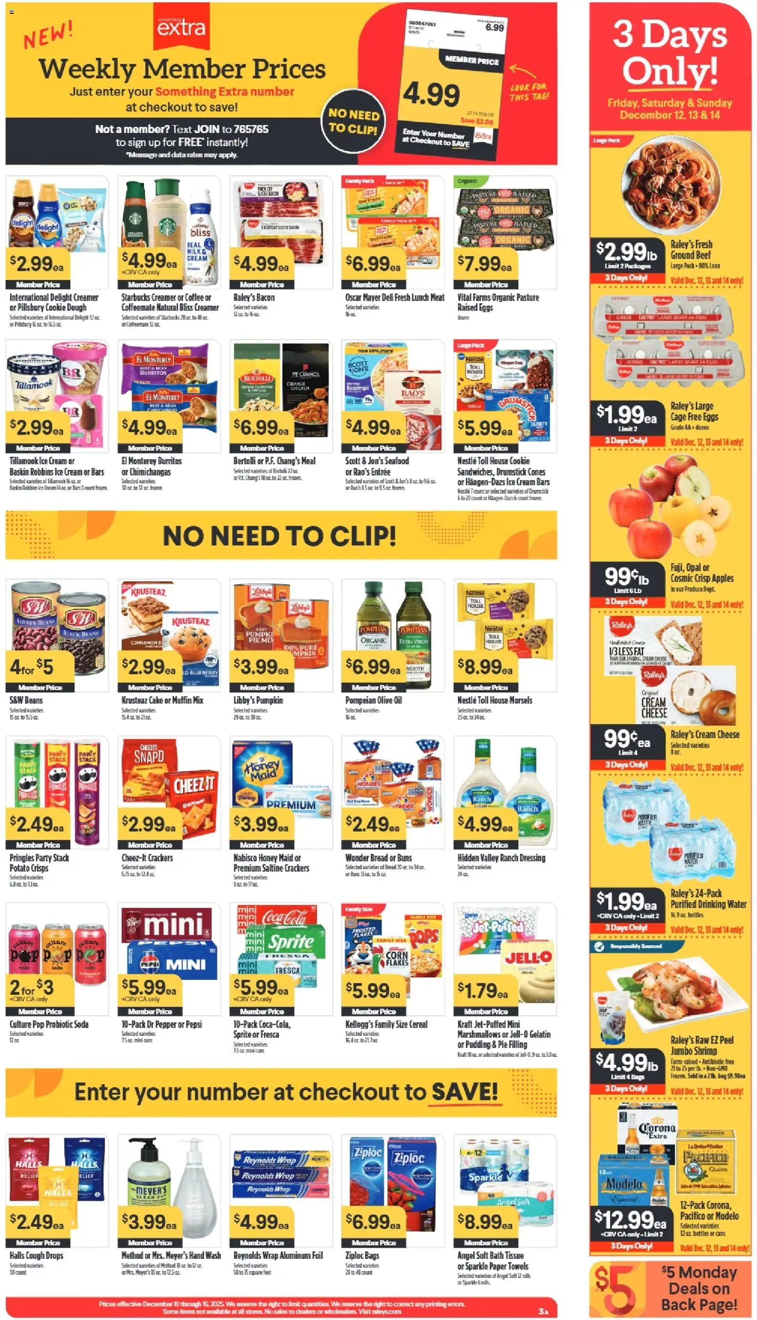 Raley's Weekly Ad - valid from 10.12.2025 | Page: 3 | Products: Bath, Coffee, Beef, Pepper