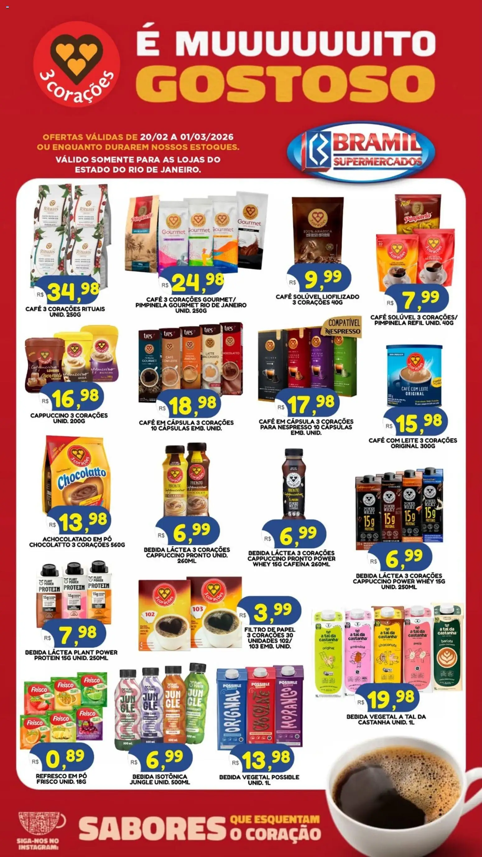 Bramil Supermercados Folheto - válido de 20.02.2026 | Página: 1 | Produtos: Frisco, Refresco, Café, Bebida