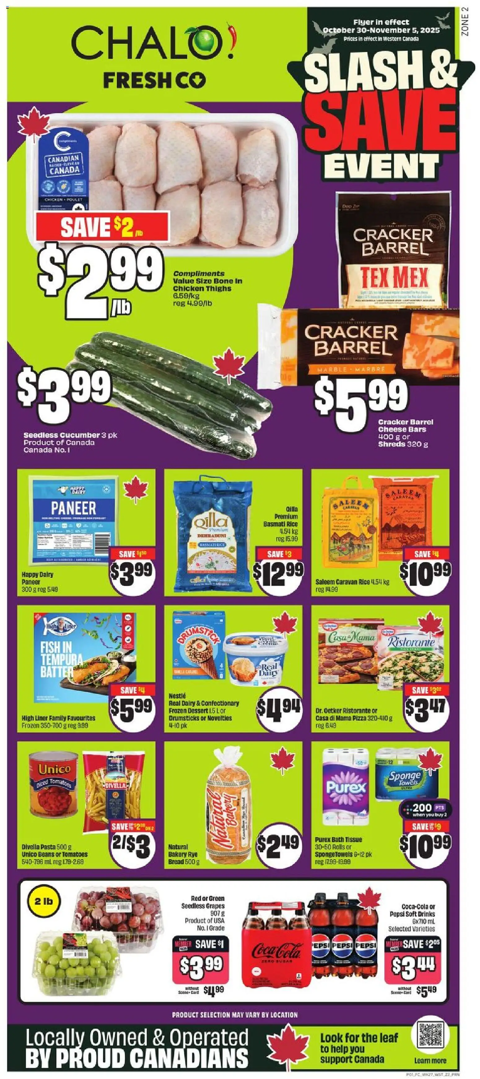 FreshCo flyer valid from 30.10.2025 | Page: 1 | Products: Bakery, Sponge, Cheese, Bread