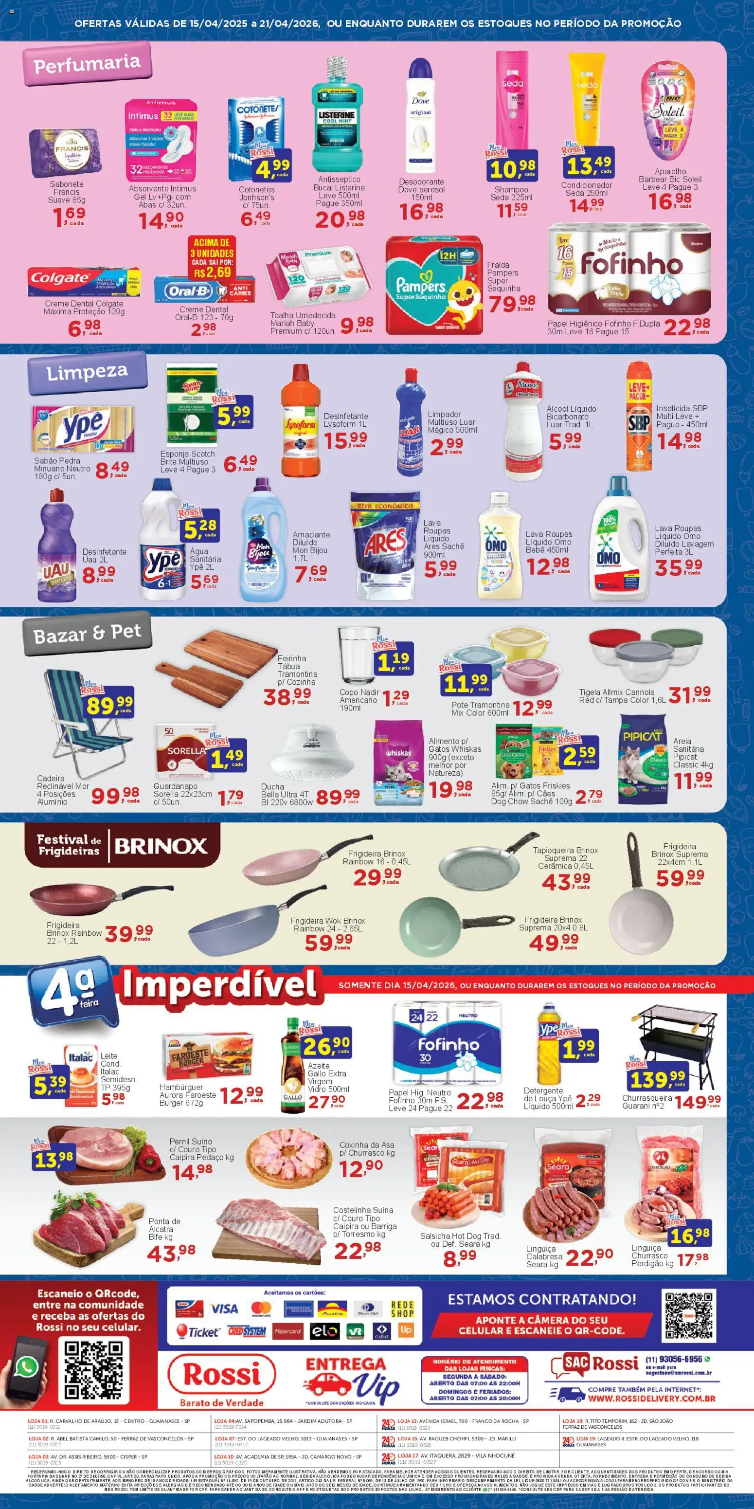 Rossi Supermercados Folheto - válido de 15.04.2026 | Página: 4 | Produtos: Salsicha, Leite, Omo líquido, Churrasqueira