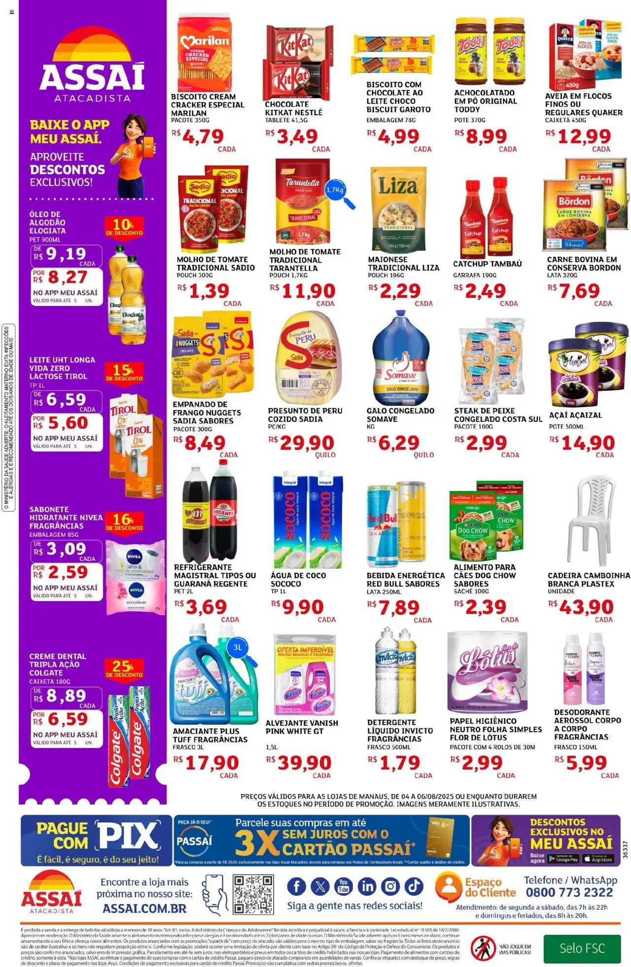 Assaí Atacadista Folheto - válido de 04.08.2025 | Página: 2 | Produtos: Achocolatado, Detergente, Creme, Amêndoas