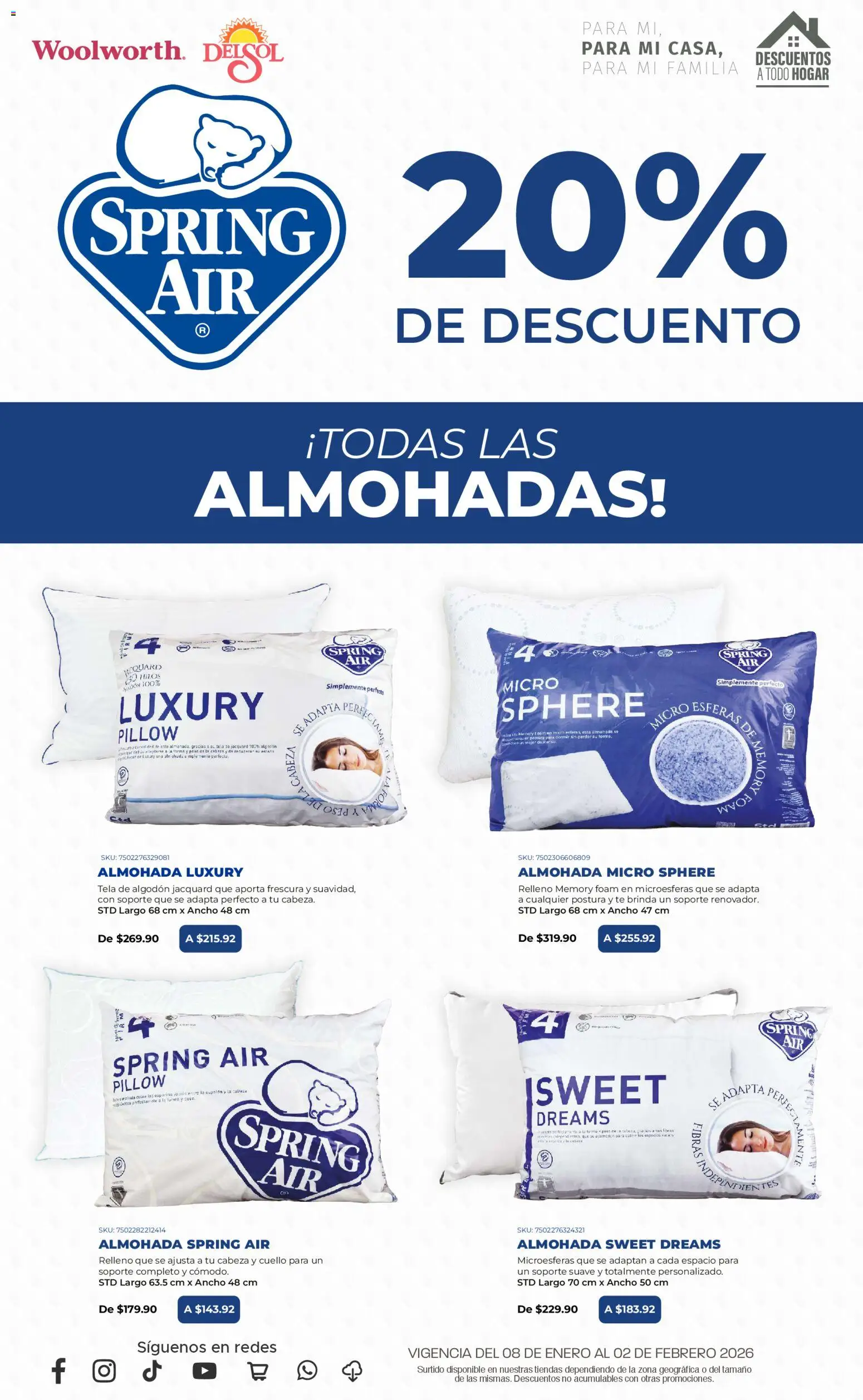 Nuevas ofertas de Del Sol y Woolworth válidas en toda la República Mexicana desde el 08.01.2026. ¡Encuentra las mejores ofertas en Del Sol y Woolworth catálogo Para mí, para mi casa, para mi familia! | Página: 22 | Productos: Algodón, Almohada, Té
