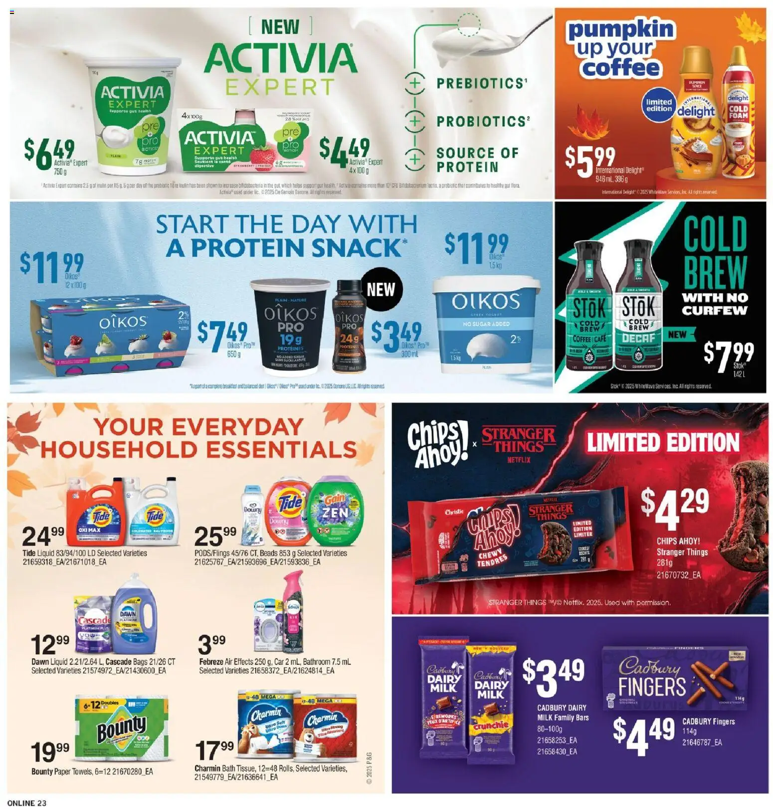 Fortinos flyer valid from 23.10.2025 | Page: 23 | Products: Chips, Milk, Coffee, Pumpkin