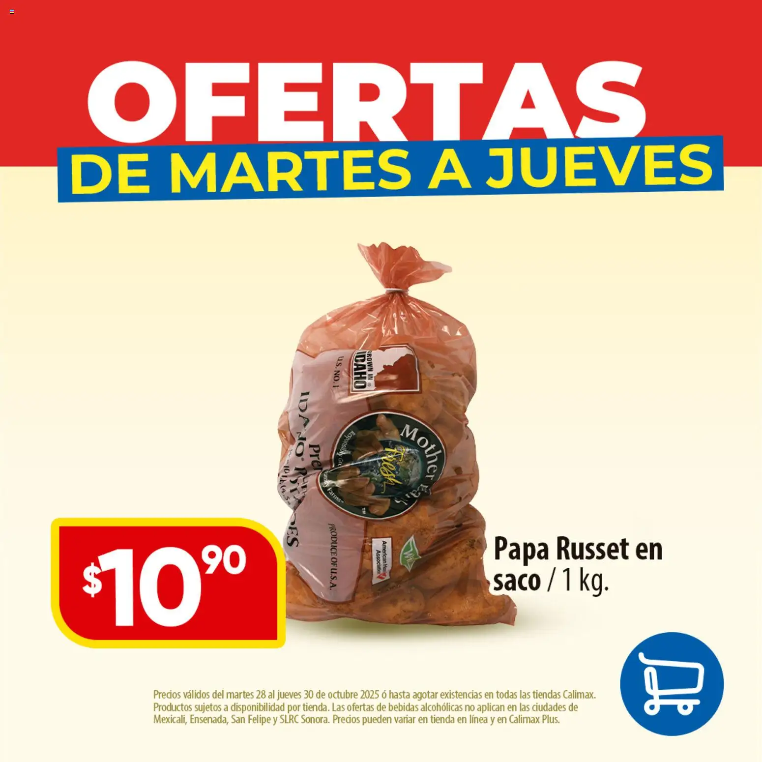 Nuevas ofertas de Calimax válidas en toda la República Mexicana desde el 28.10.2025. ¡Encuentra las mejores ofertas en Calimax folleto Ofertas! | Página: 1 | Productos: Papa