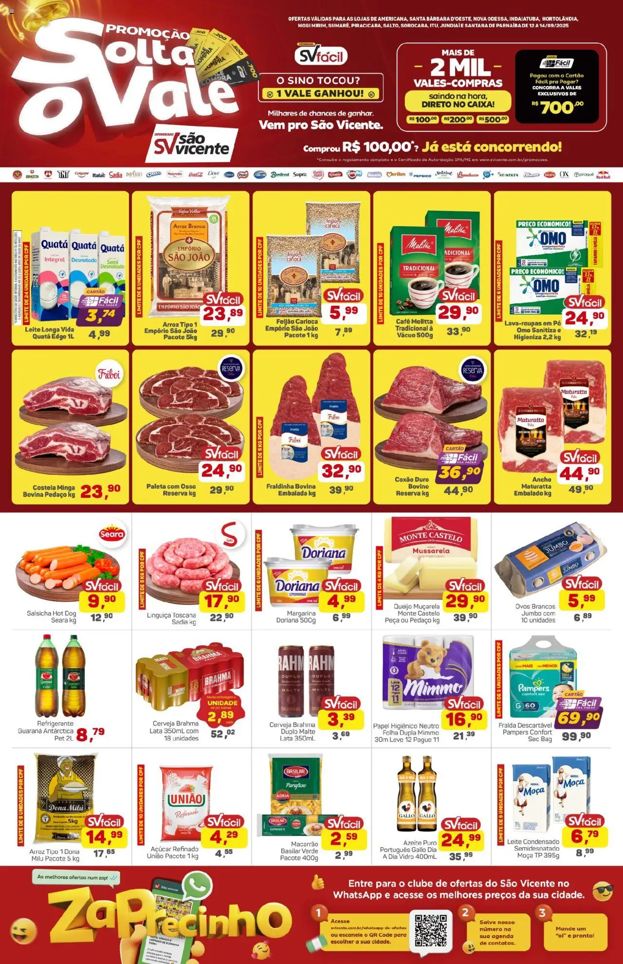 Supermercados São Vicente Folheto - válido de 12.09.2025 | Página: 1 | Produtos: Espaguete, Pó, Leite, Café