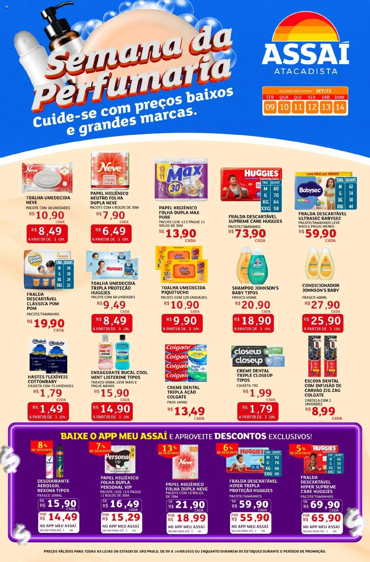 Assaí Atacadista Folheto - válido de 09.09.2025 | Página: 1 | Produtos: Shampoo, Desodorante, Enxaguante bucal, Rexona