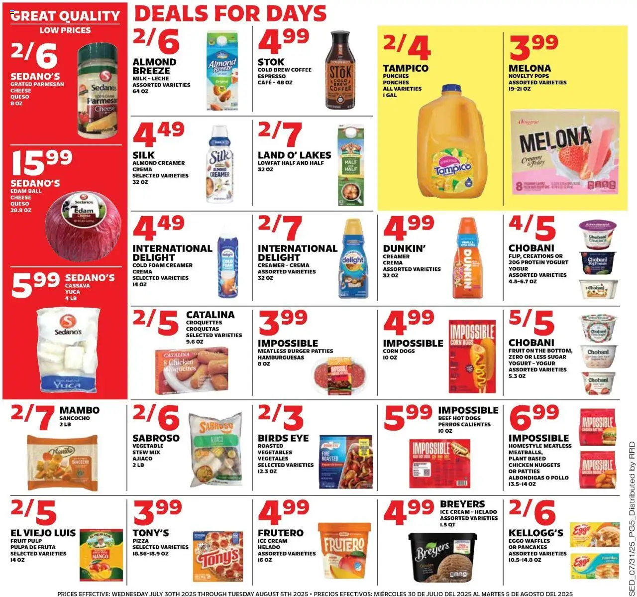 Sedano's Weekly Ad - valid from 30.07.2025 | Page: 5 | Products: Milk, Cheese, Pizza, Cream