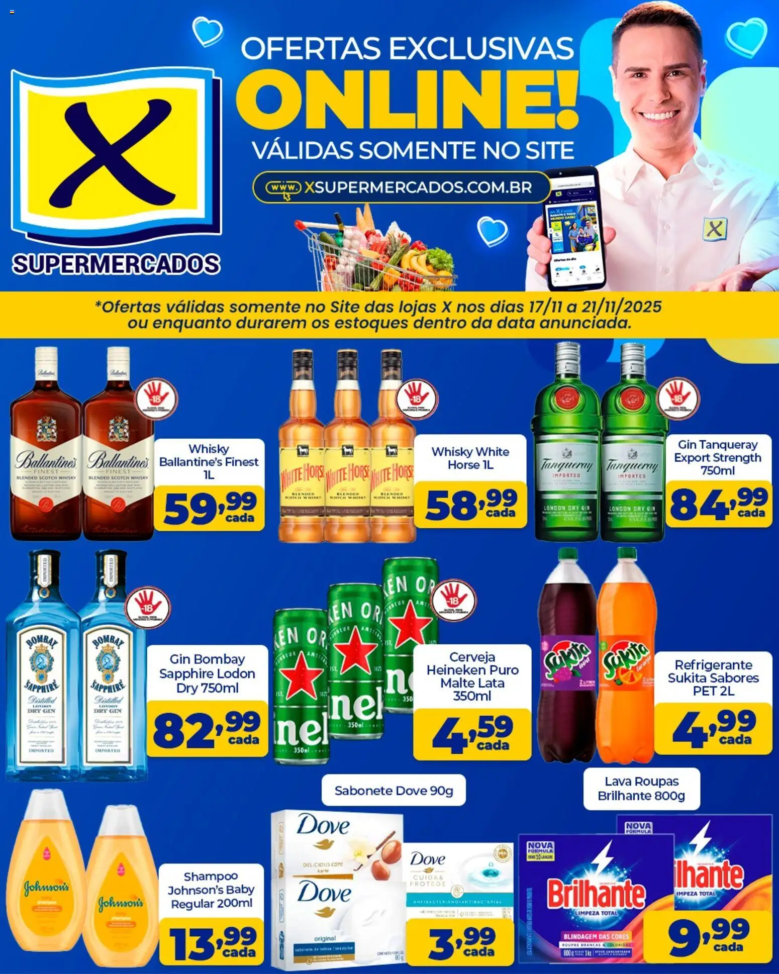 X Supermercados Folheto - válido de 17.11.2025 | Página: 2 | Produtos: Cerveja, Roupas, Gin, Dove