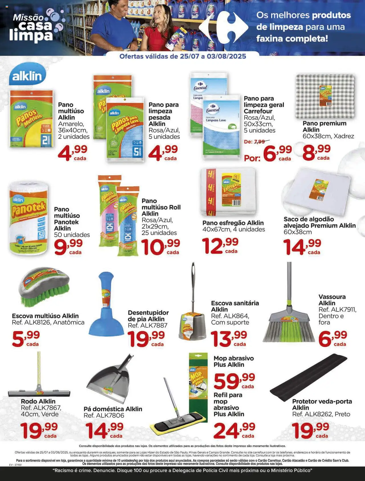 Carrefour Folheto - válido de 25.07.2025 | Página: 9 | Produtos: Escova, Algodão, Rodo, Esfregão