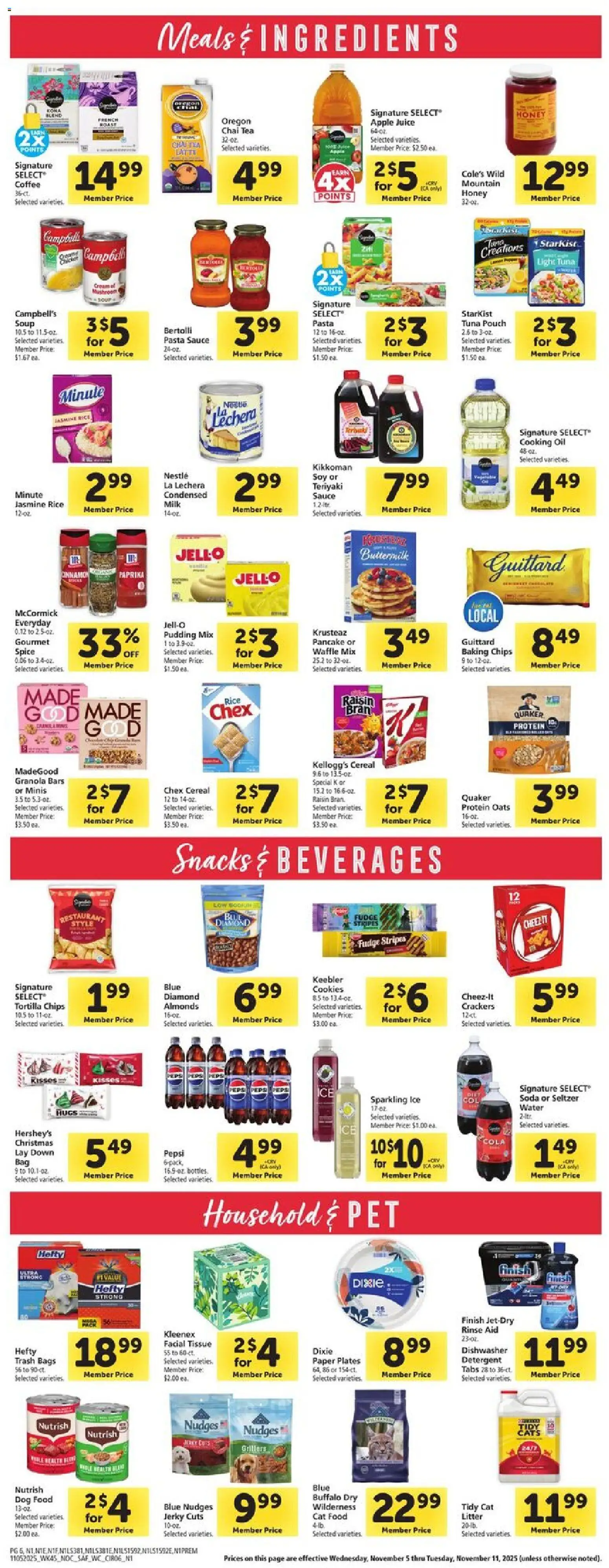Safeway Weekly Ad - valid from 05.11.2025 | Page: 6 | Products: Milk, Detergent, Cookies, Water