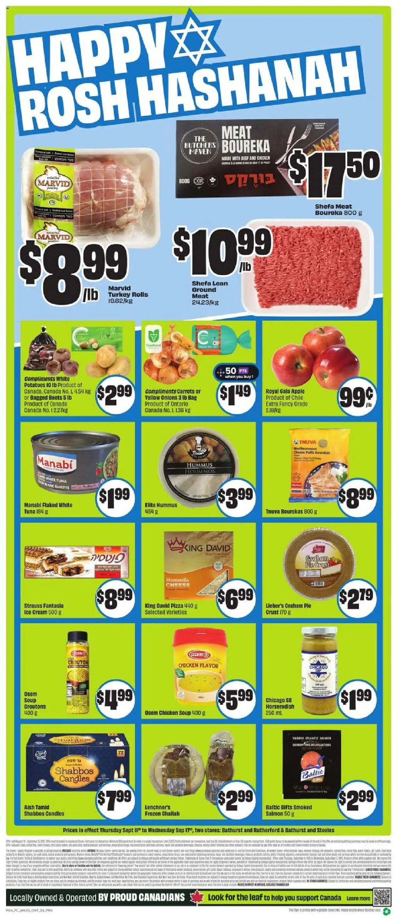 FreshCo flyer valid from 11.09.2025 | Page: 2 | Products: Ice cream, Turkey, Cheese, Pizza