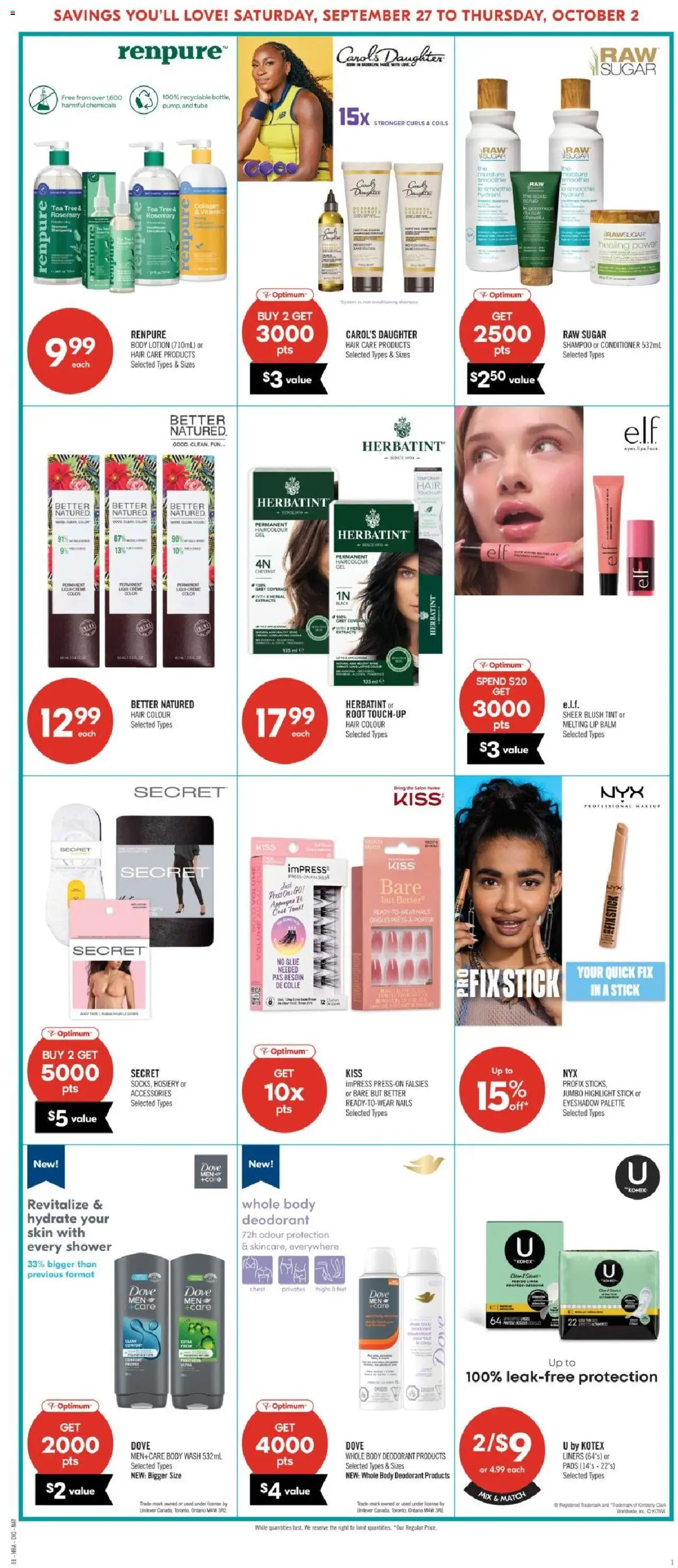 Shoppers flyer valid from 27.09.2025 | Page: 12 | Products: Blush, Body wash, Deodorant, Shower