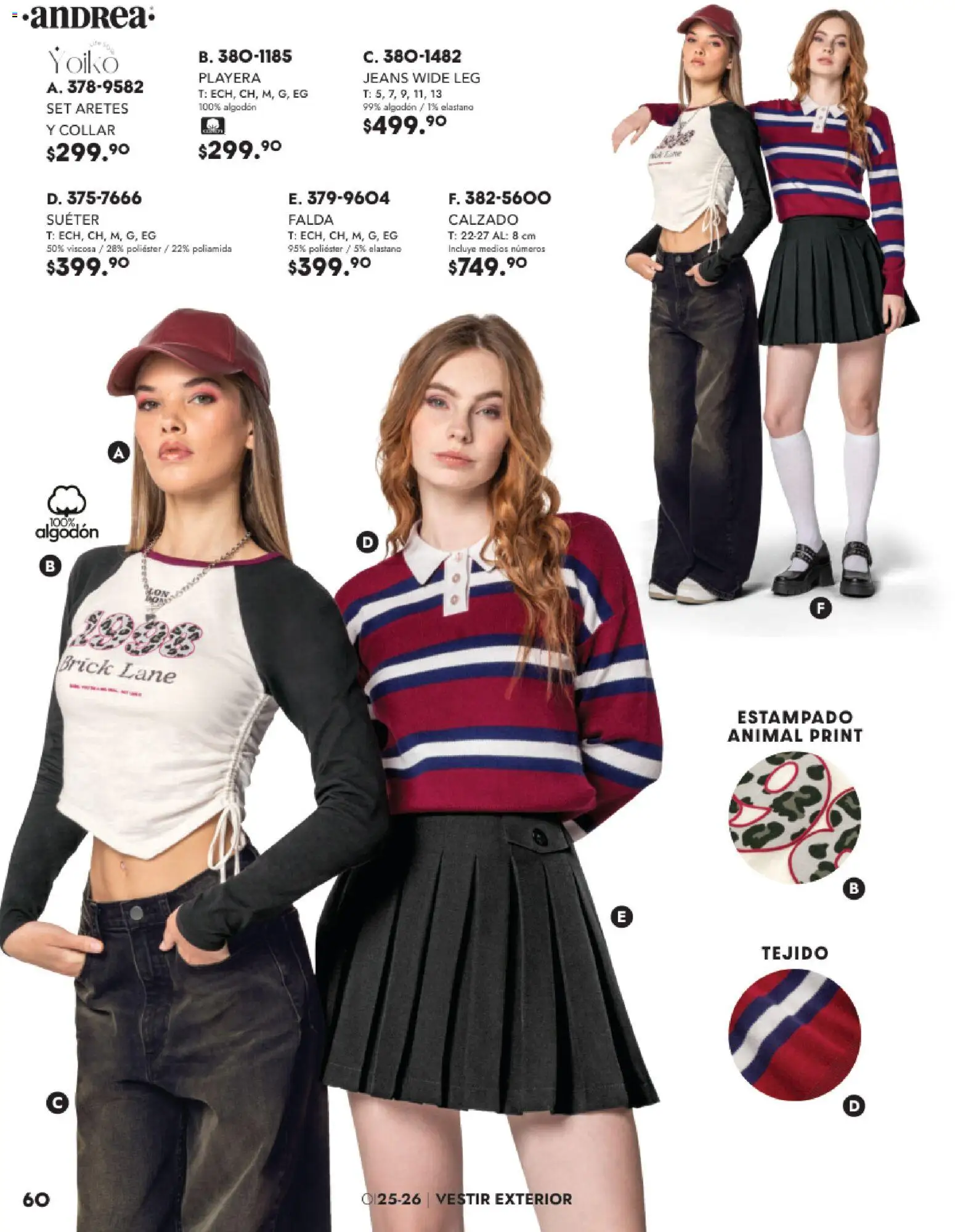 Nuevas ofertas de Andrea válidas en toda la República Mexicana desde el 26.11.2025. ¡Encuentra las mejores ofertas en Andrea catálogo Vestir! | Página: 60 | Productos: Suéter, Algodón, Collar, Falda