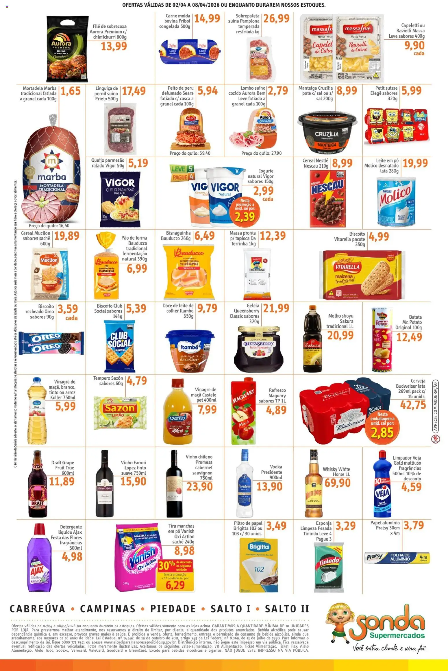 Sonda Folheto - válido de 02.04.2026 | Página: 2 | Produtos: Vinagre, Vodka, Bebida, Queijo parmesão