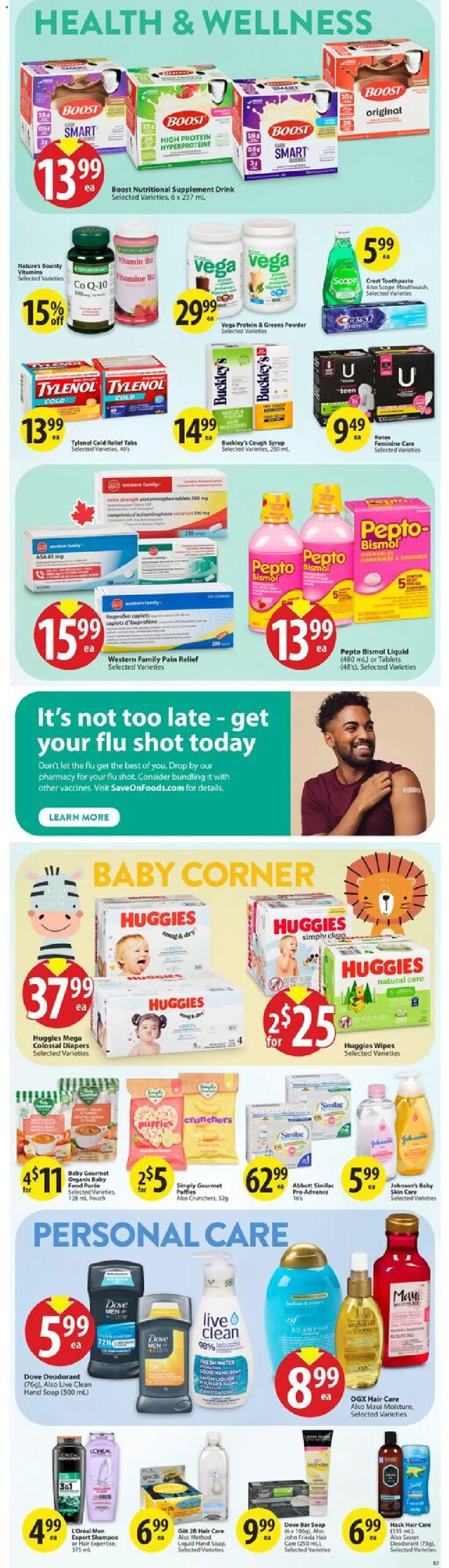 Save on foods flyer valid from 30.10.2025 | Page: 27 | Products: Powder, Shampoo, Deodorant, Toothpaste