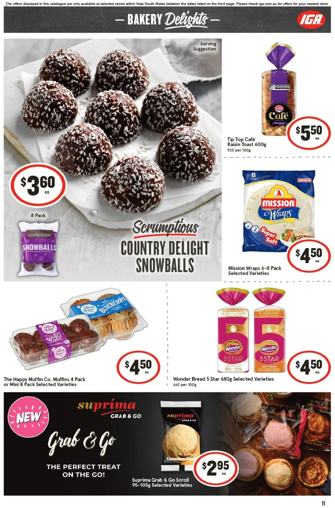IGA catalogue - valid from 22.10.2025 | Page: 14 | Products: Crab, Bread, Muffins, Bakery