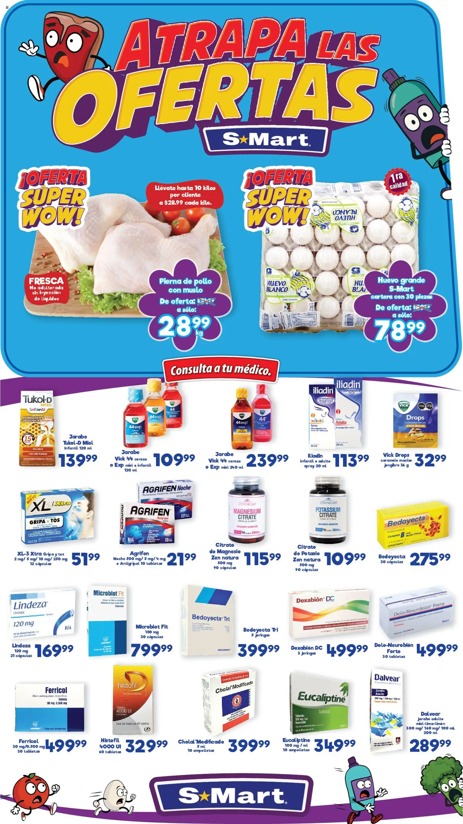 Nuevas ofertas de S-Mart válidas en toda la República Mexicana desde el 13.01.2026. ¡Encuentra las mejores ofertas en S-Mart folleto Ofertas de Feria Monterrey! | Página: 1 | Productos: Pollo, Frasco, Huevo, Tableta