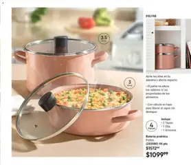 Vista previa de Batería praktica Peltre., Batería praktica Peltre. Incluye: 2 Tapas, 1 Olla, 1 Arrocera., nuevo folleto de la tienda, válido en México a partir del 07.11.2025 | Página: 77 | Productos: Válvula, Alacena, Batería