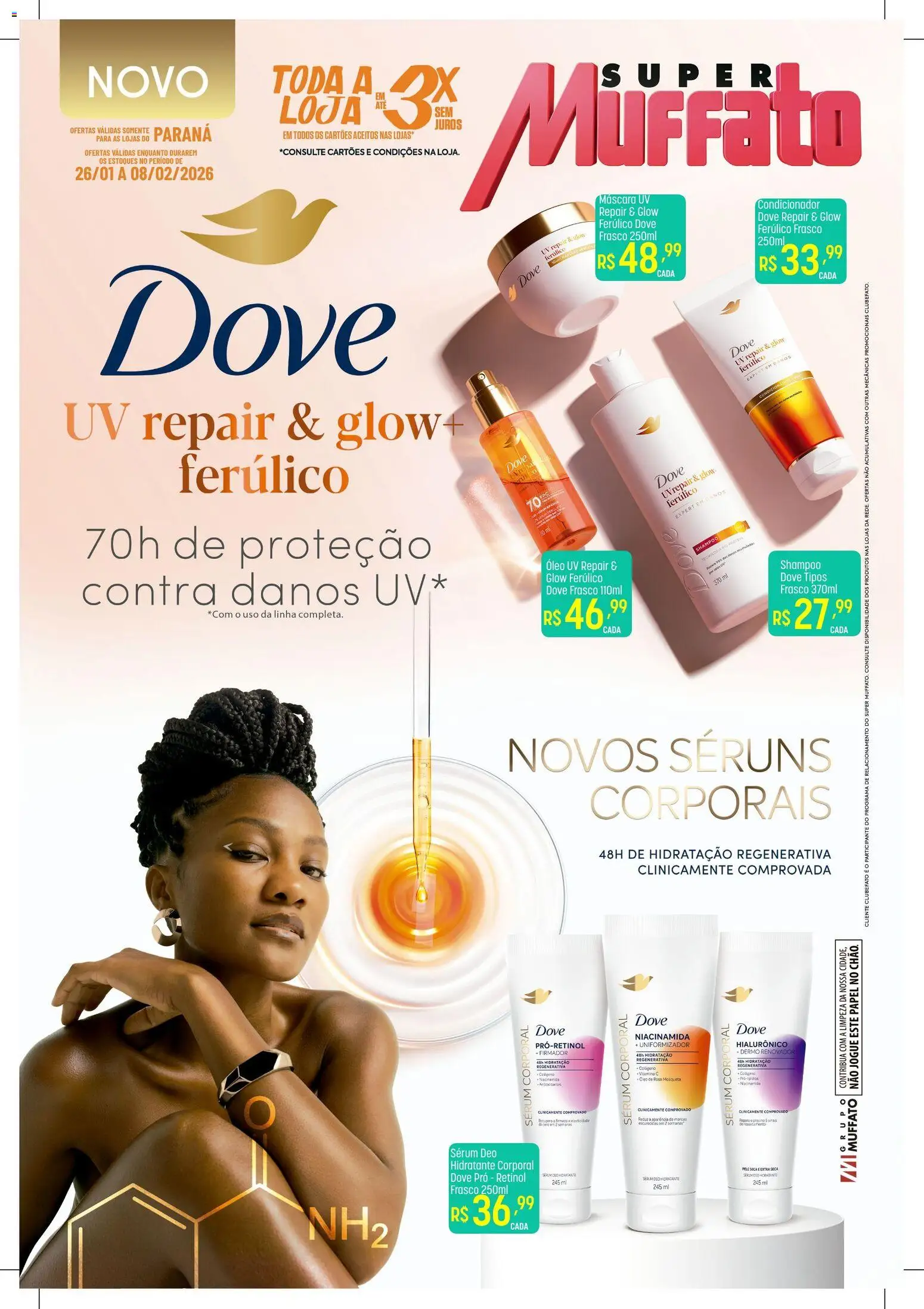 Super Muffato Folheto - válido de 26.01.2026 | Página: 1 | Produtos: Shampoo, Condicionador, Hidratante corporal, Dove