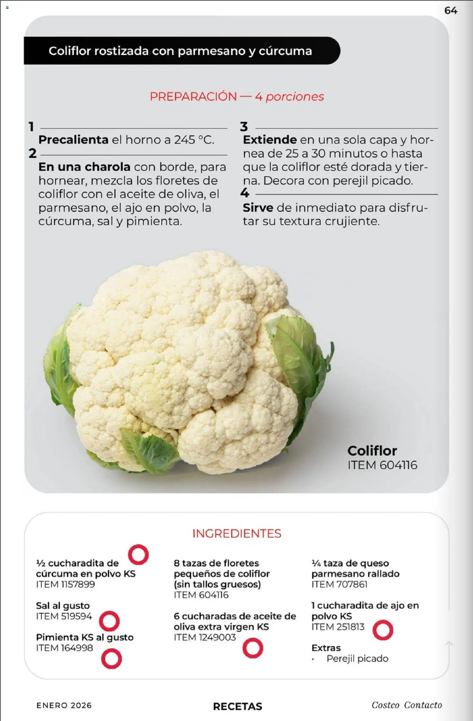 Nuevas ofertas de Costco válidas en toda la República Mexicana desde el 01.01.2026. ¡Encuentra las mejores ofertas en Costco - Revista Enero! | Página: 64 | Productos: Coliflor, Ajo, Aceite, El horno