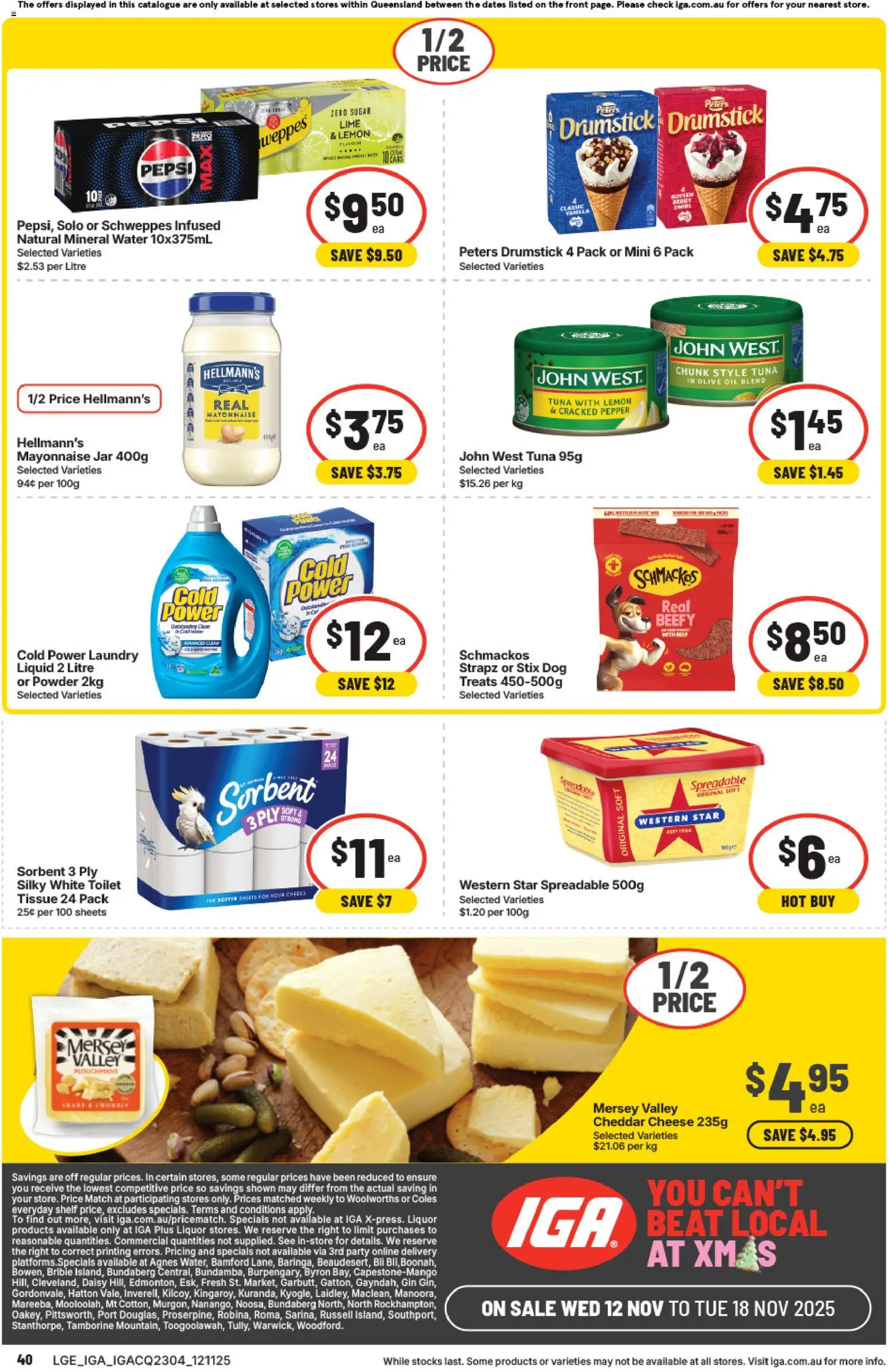 IGA catalogue - valid from 12.11.2025 | Page: 40 | Products: Cheese, Water, Lime, Laundry