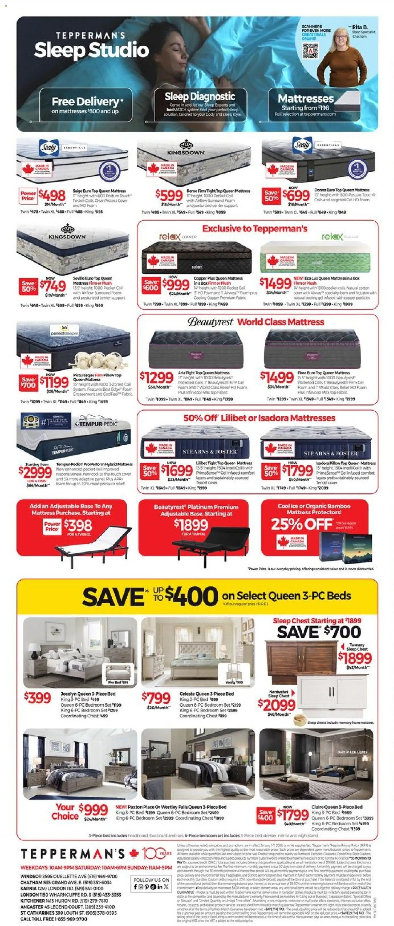 Tepperman's flyer valid from 01.01.2026 | Page: 6 | Products: Bed, Mattress, Pillow, Box