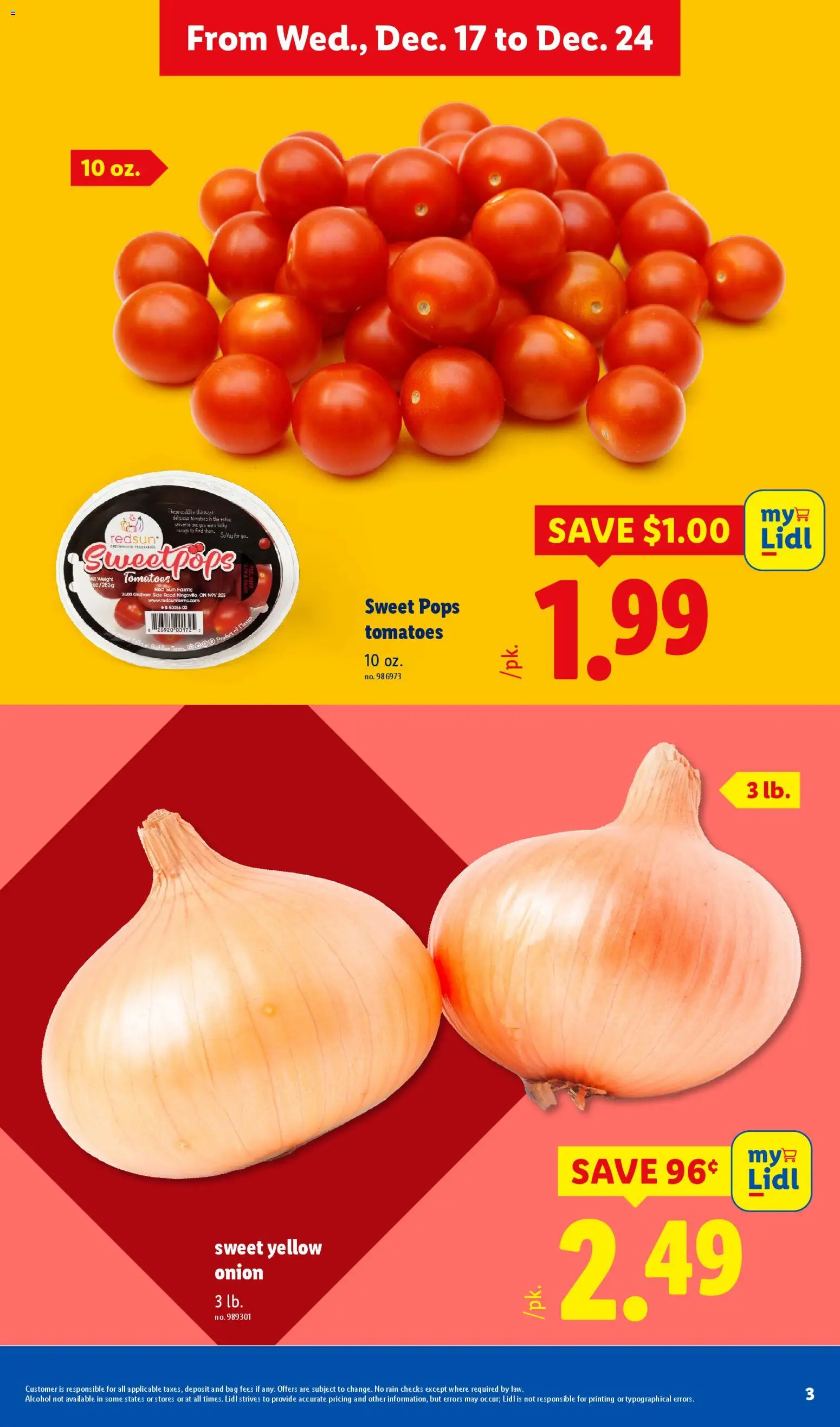Lidl Weekly Ad - valid from 17.12.2025 | Page: 3 | Products: Tomatoes, Onion, Bag