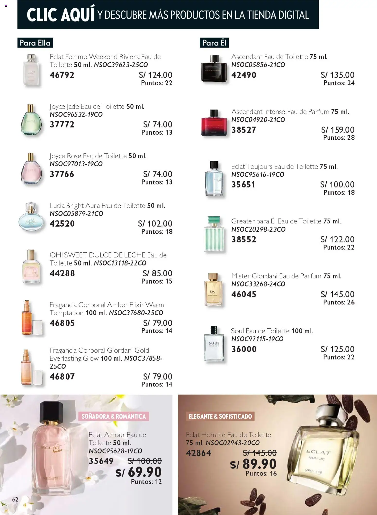 Catálogo Oriflame válido desde 25.10.2025 | Página: 62 | Productos: Leche, Fragancia, EAU de Toilette