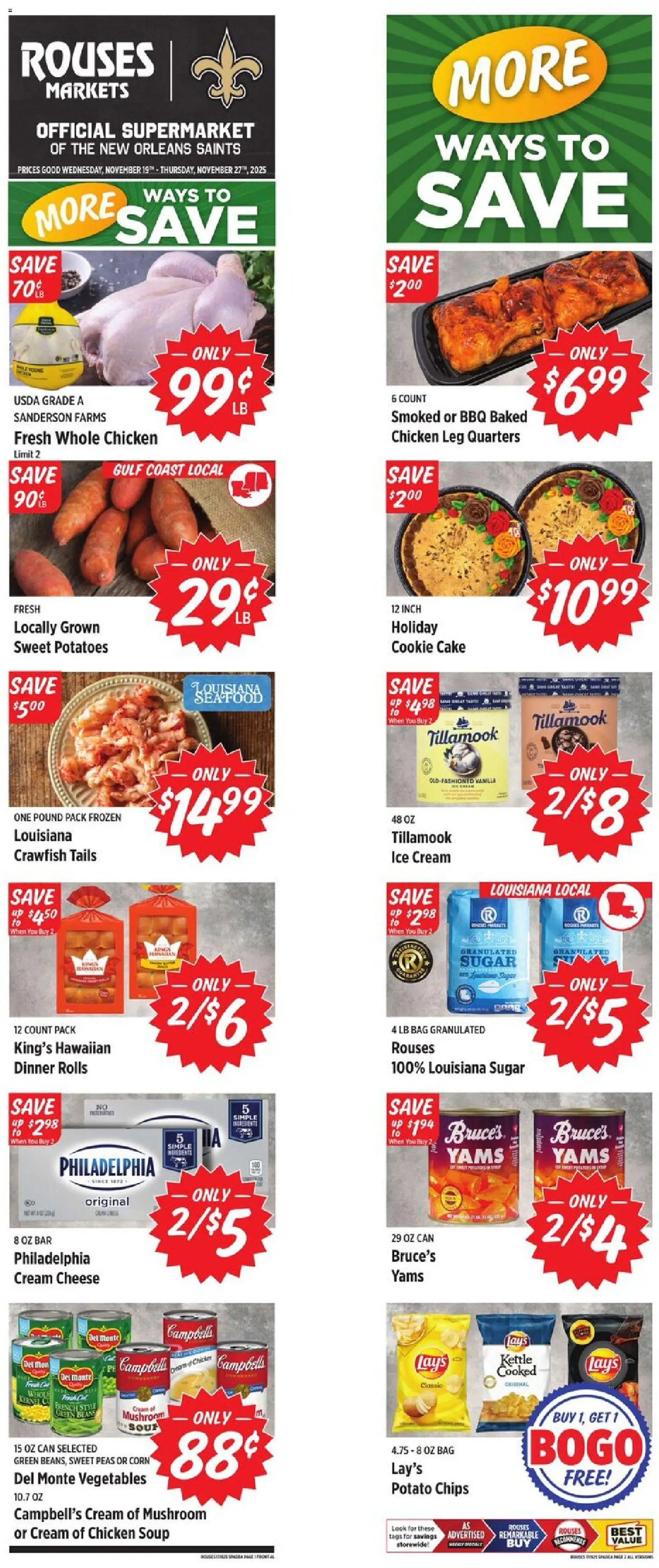 Rouses Weekly Ad - AL - valid from 19.11.2025 | Page: 2 | Products: Cheese, Cream, Ice cream, Sugar