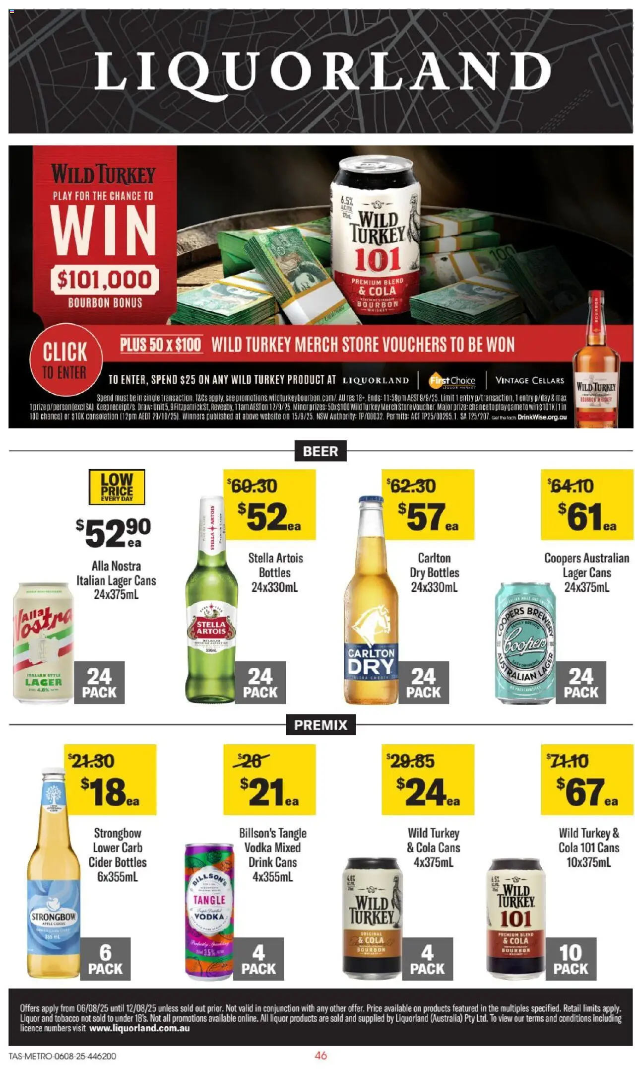 Liquorland catalogue - valid from 06.08.2025 | Page: 1 | Products: Bourbon, Vodka, Whiskey, Turkey