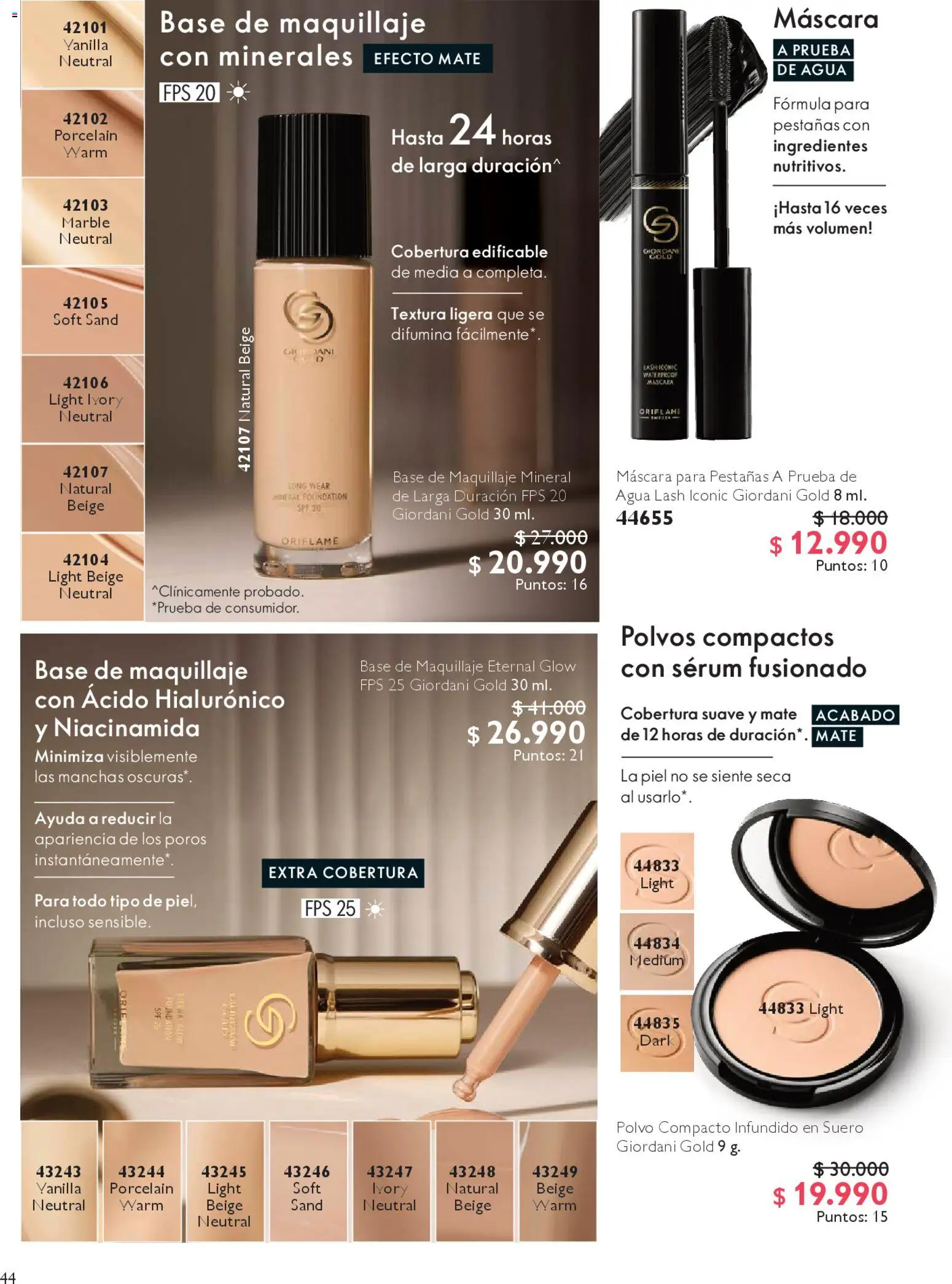 Oriflame catálogo │ válido desde el 14.02.2026 | Página: 44 | Productos: Agua, Polvo, Máscara, Base de maquillaje