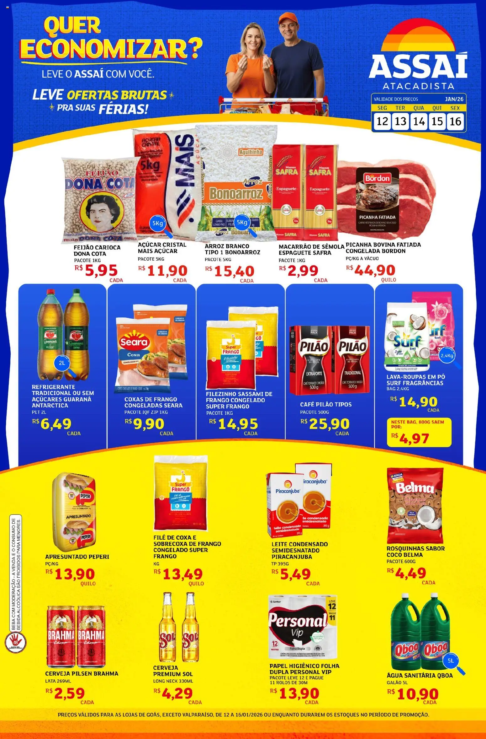Assaí Atacadista Folheto - válido de 15.01.2026 | Página: 1 | Produtos: Coco, Picanha, Açúcar, Água sanitária