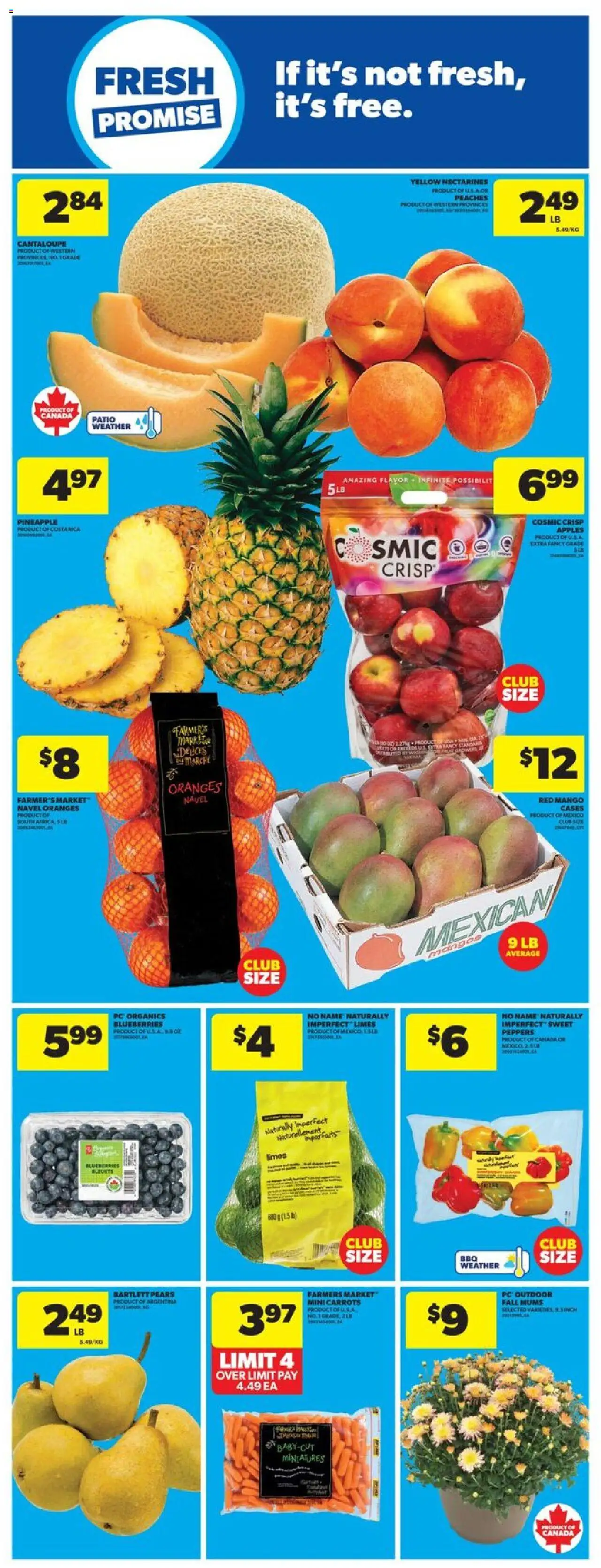 Real Canadian Superstore flyer valid from 14.08.2025 | Page: 14 | Products: Pineapple, PC, Apples, Oranges