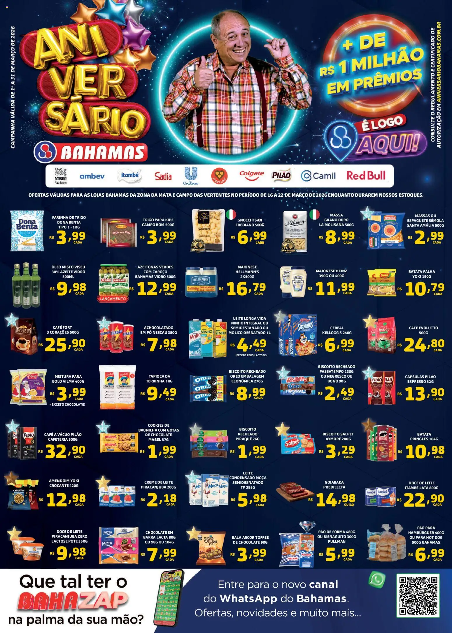 Bahamas Supermercados Folheto - válido de 16.03.2026 | Página: 1 | Produtos: Leite, Óleo, Sucrilhos, Doce de leite